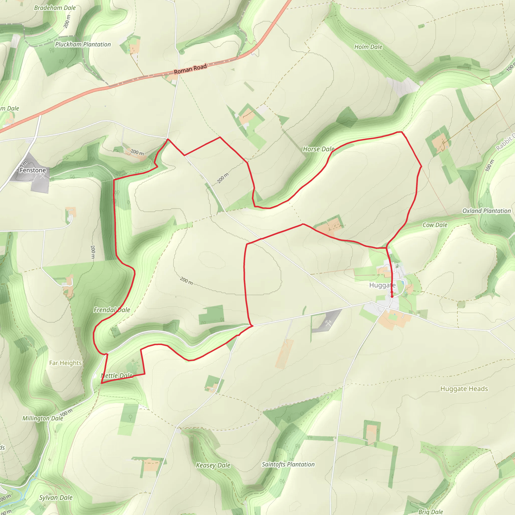 Pasture Dale - Frendal Dale and Horsedale from Huggate mobile static map