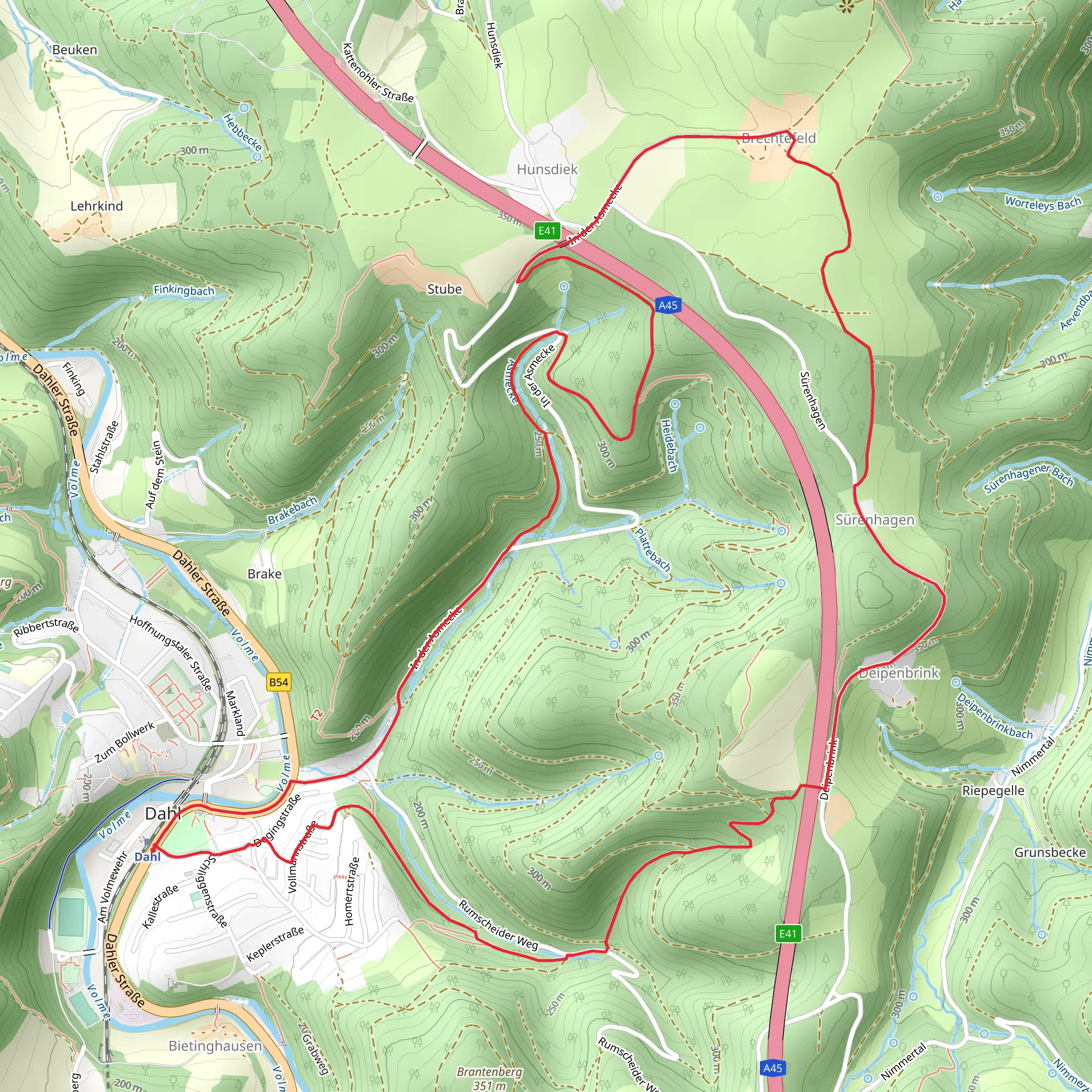 Dahler Hoehenring and Rundweg Denkmalweg mobile static map