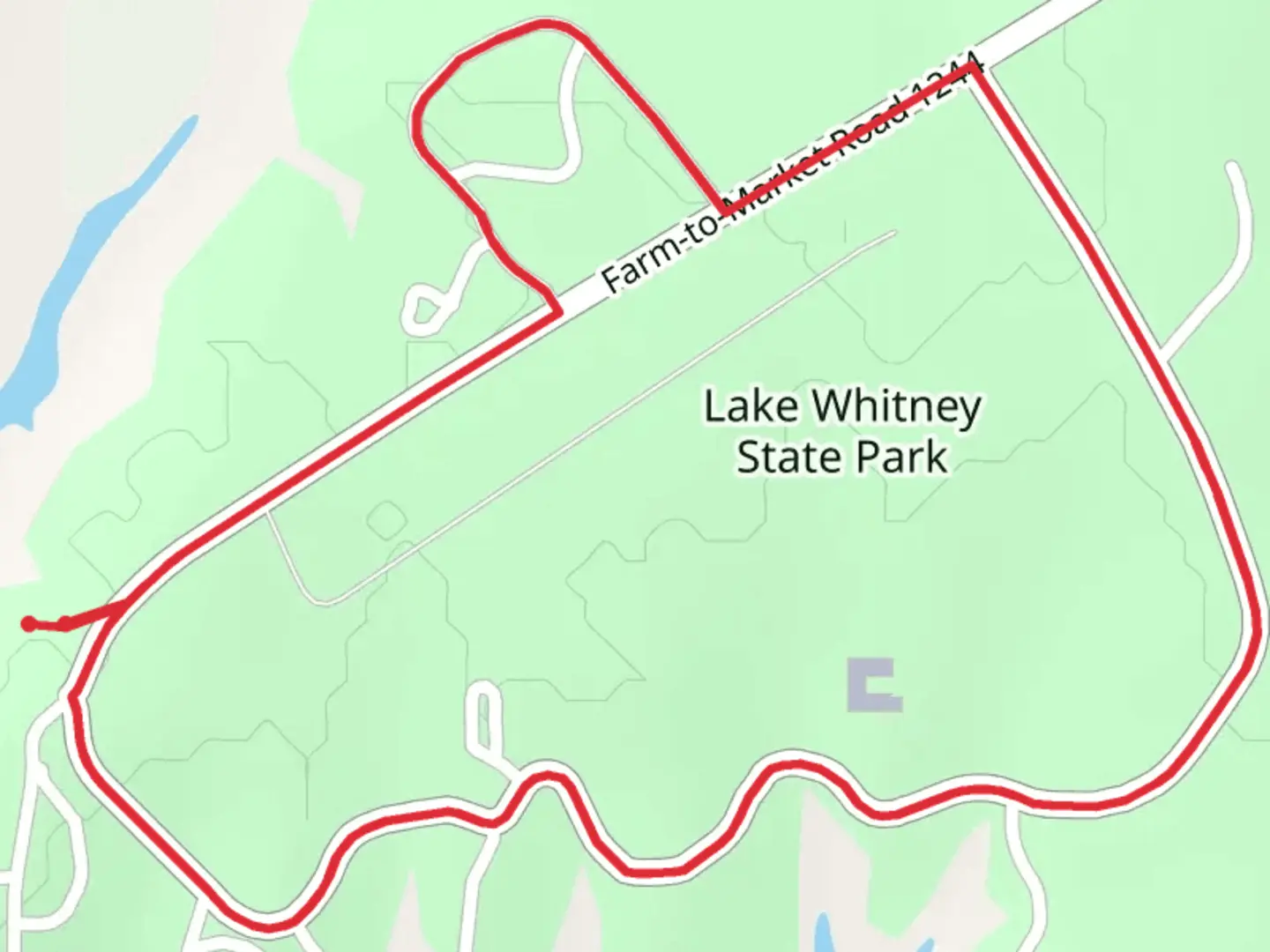 An image depicting the trail Lake Whitney State Park Loop and its surrounding area.