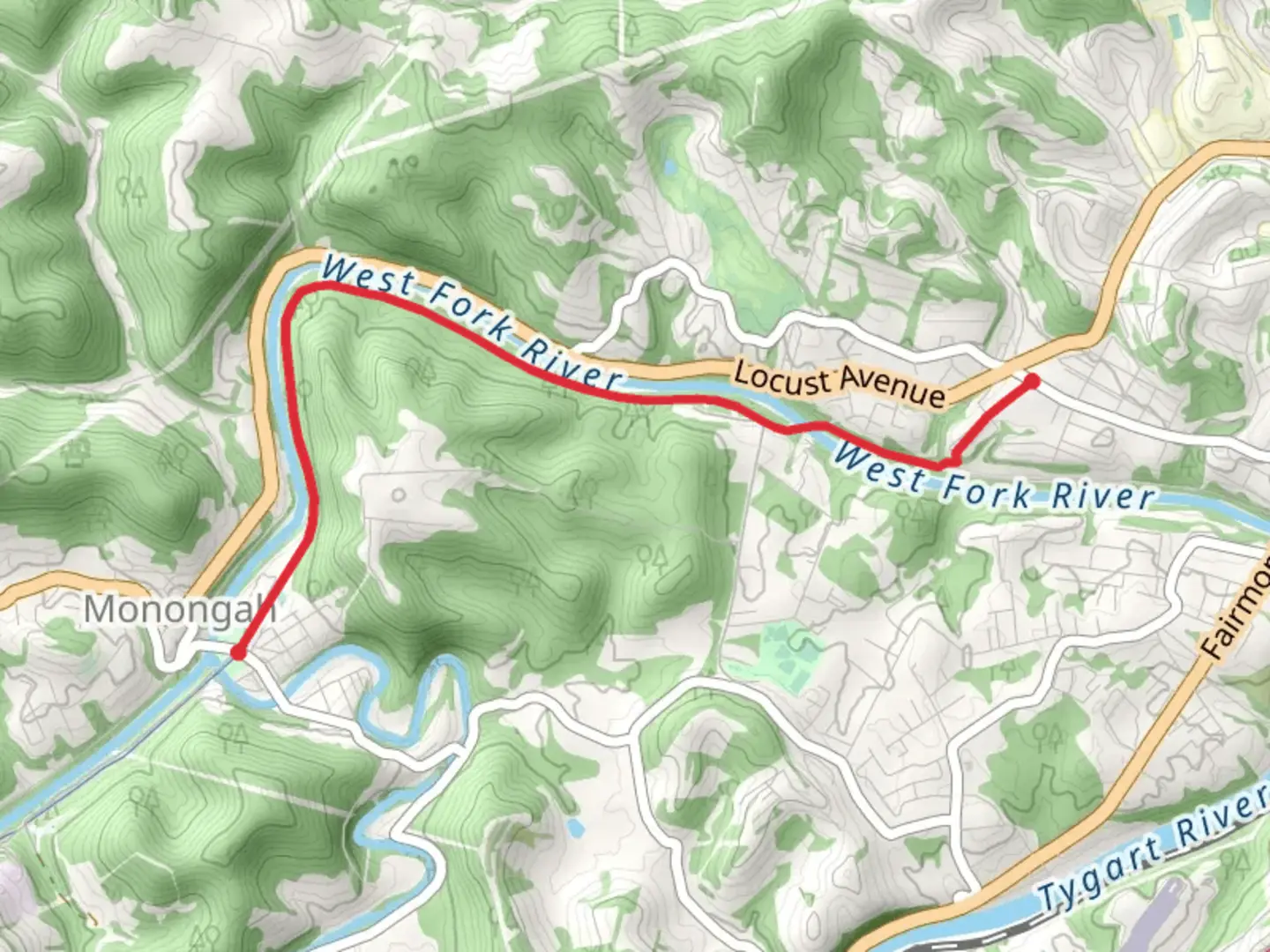 An image depicting the trail West Fork Rail Trail and its surrounding area.