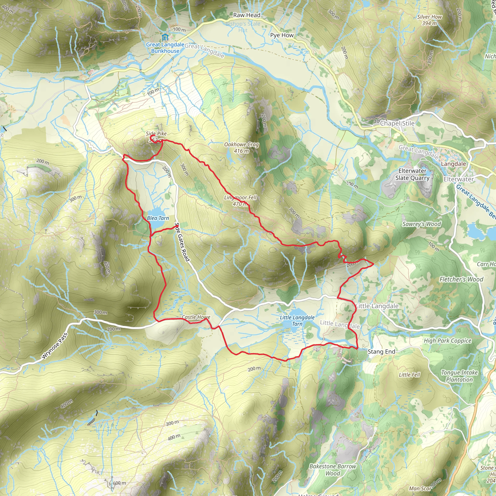 Bleatarn Cathedral Quarries and Lingmore Fell mobile static map
