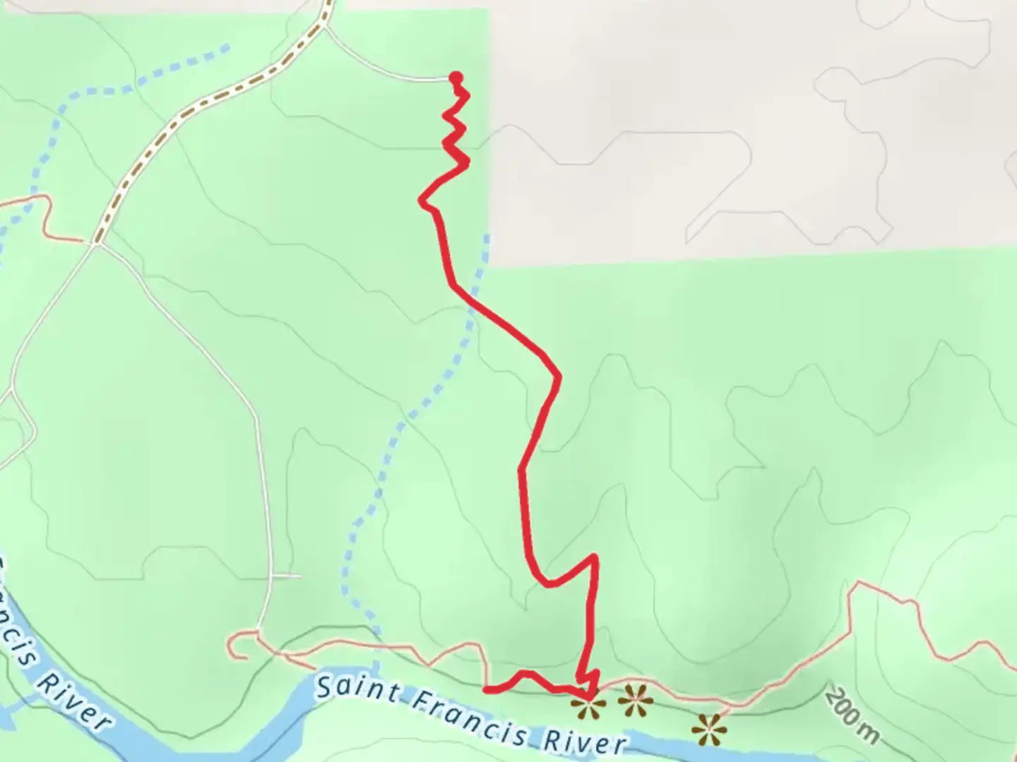 An image depicting the trail Tiemann Shut-ins Trail and its surrounding area.