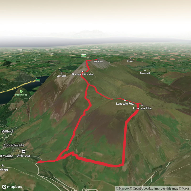Lonsdale fell, Pike, Skiddaw, little man and South Top