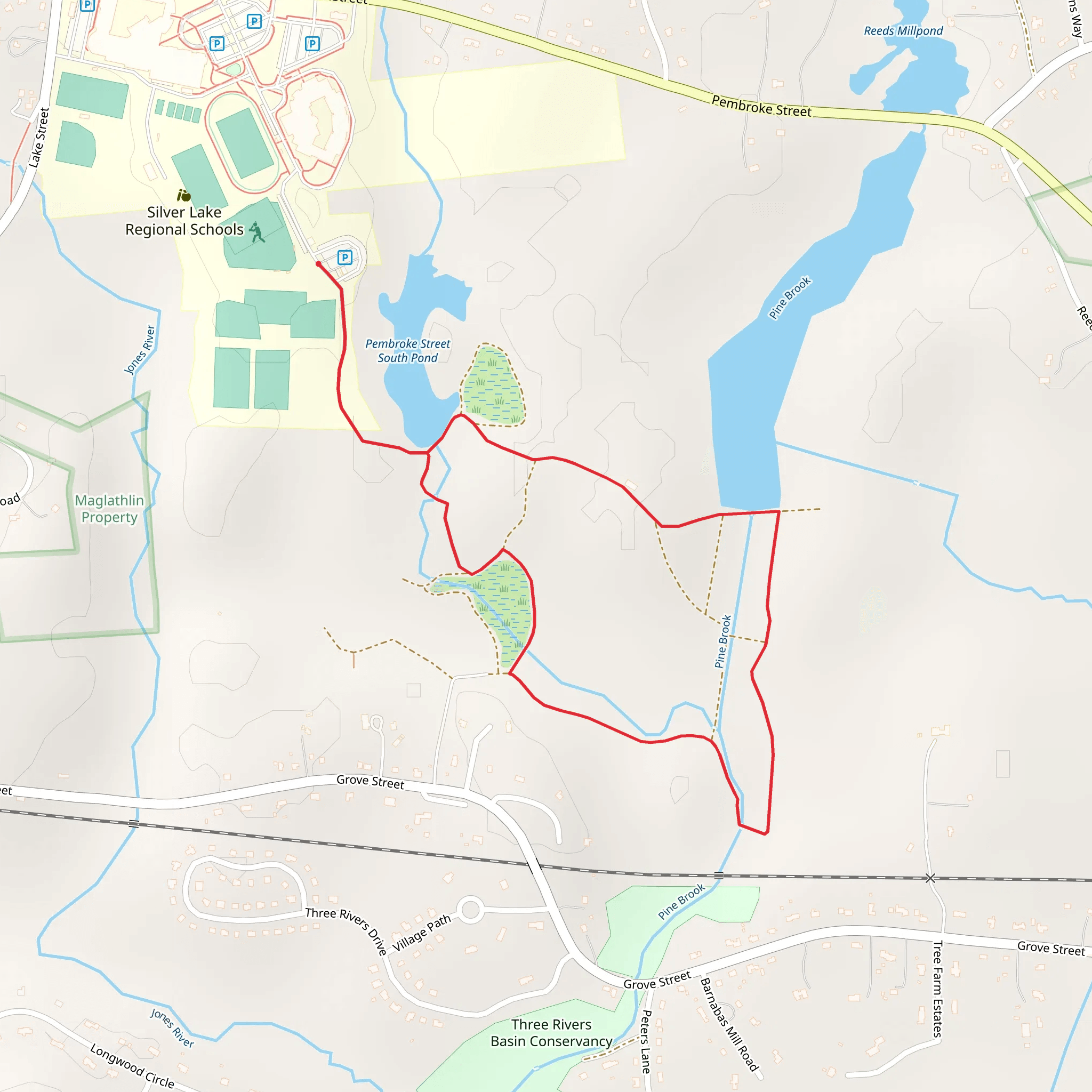 Pine Brook and Pembroke Street South Pond Loop Trail mobile static map