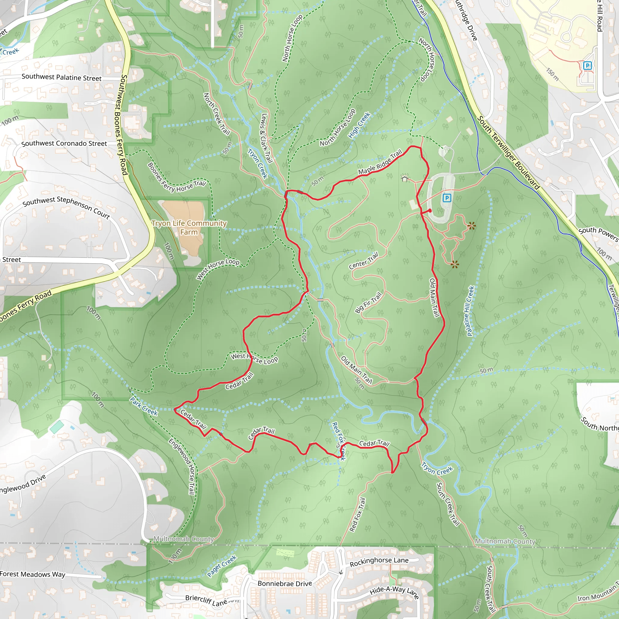 Middle Creek Trail and Cedar Trail Loop mobile static map