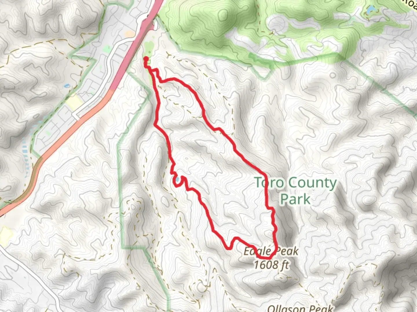 An image depicting the trail Toyon Ridge Loop Trail and its surrounding area.