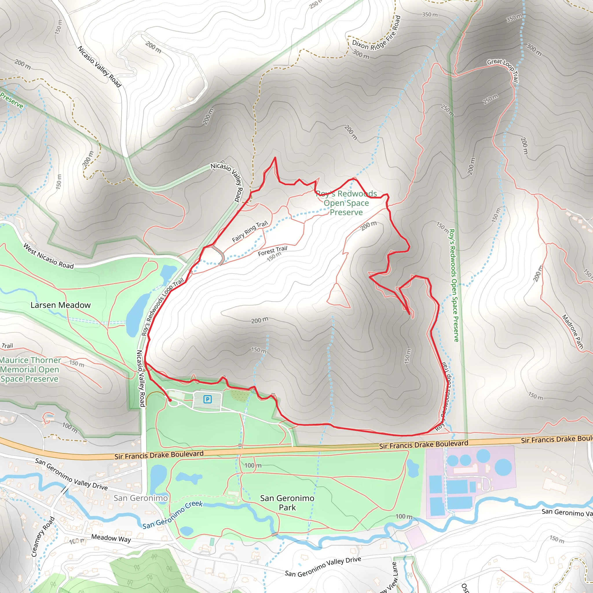 Roy's Redwoods Loop Trail mobile static map