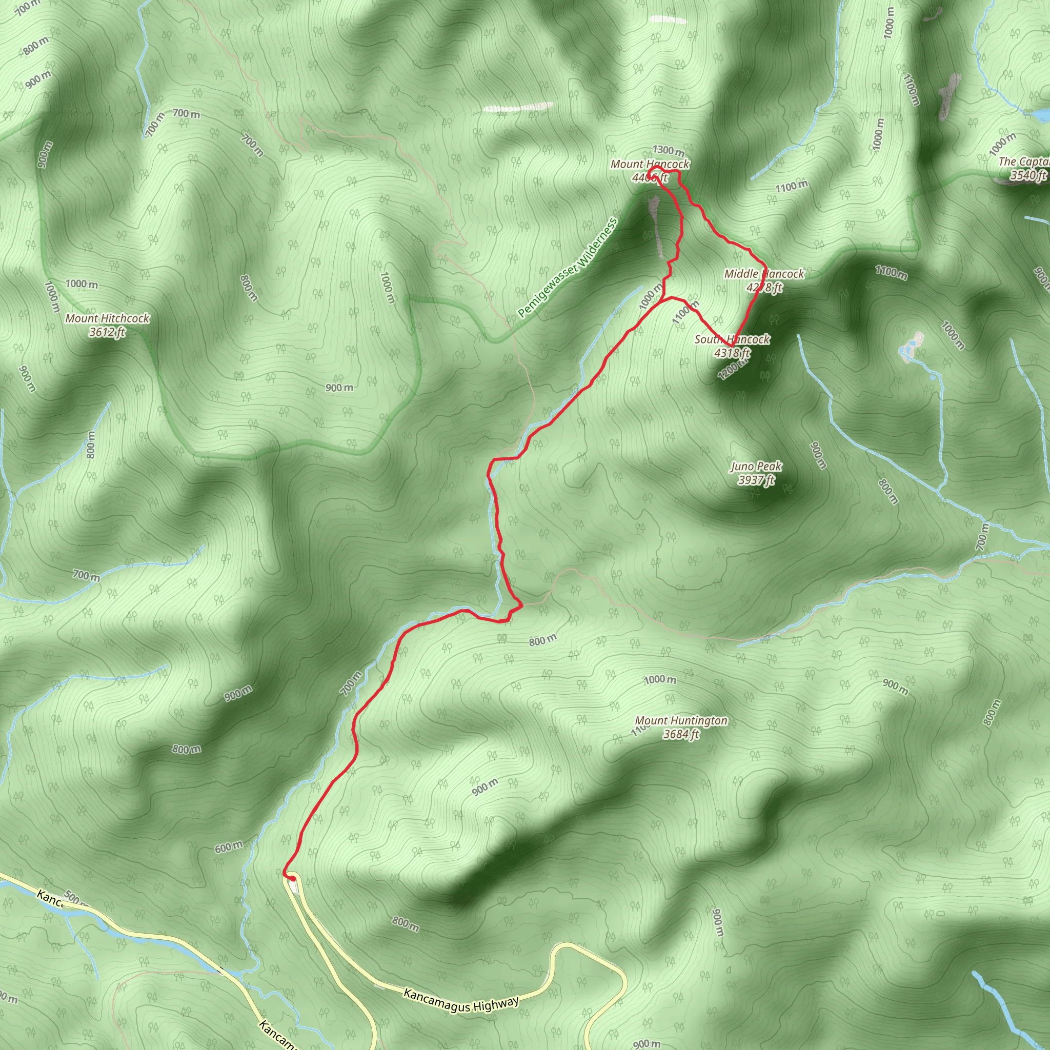 Middle Hancock and Mount Hancock mobile static map