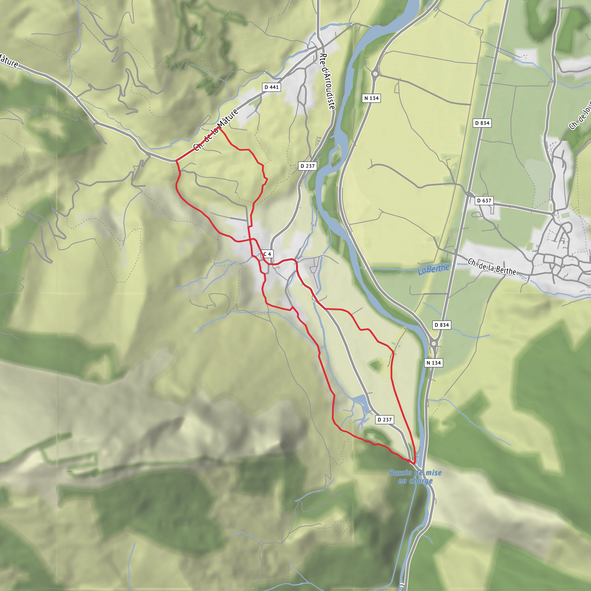 Lees Athas to Pont de la Bigue and Moulin Blade mobile static map