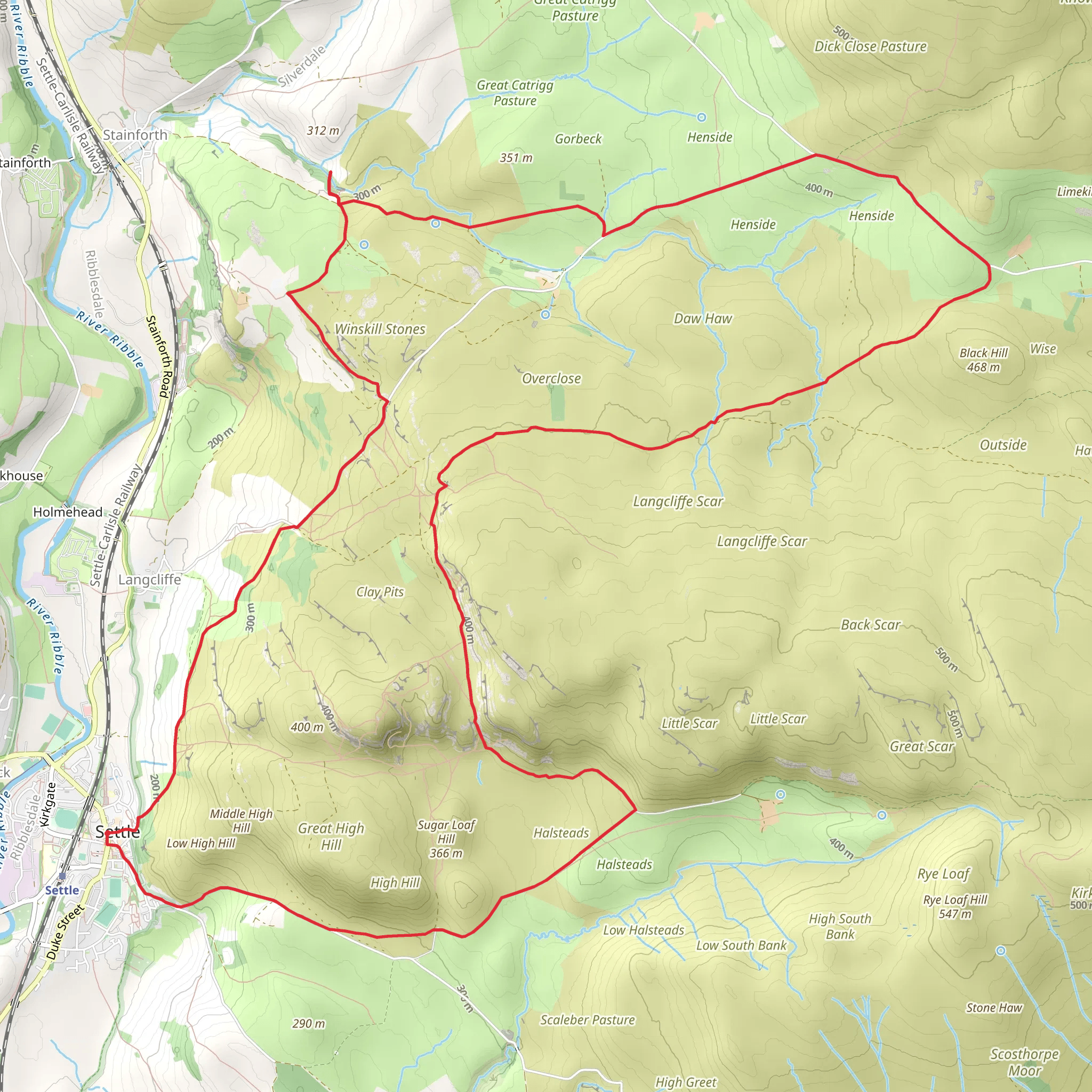 Settle - Catrigg Force - Victoria Cave and Attermire Scar mobile static map