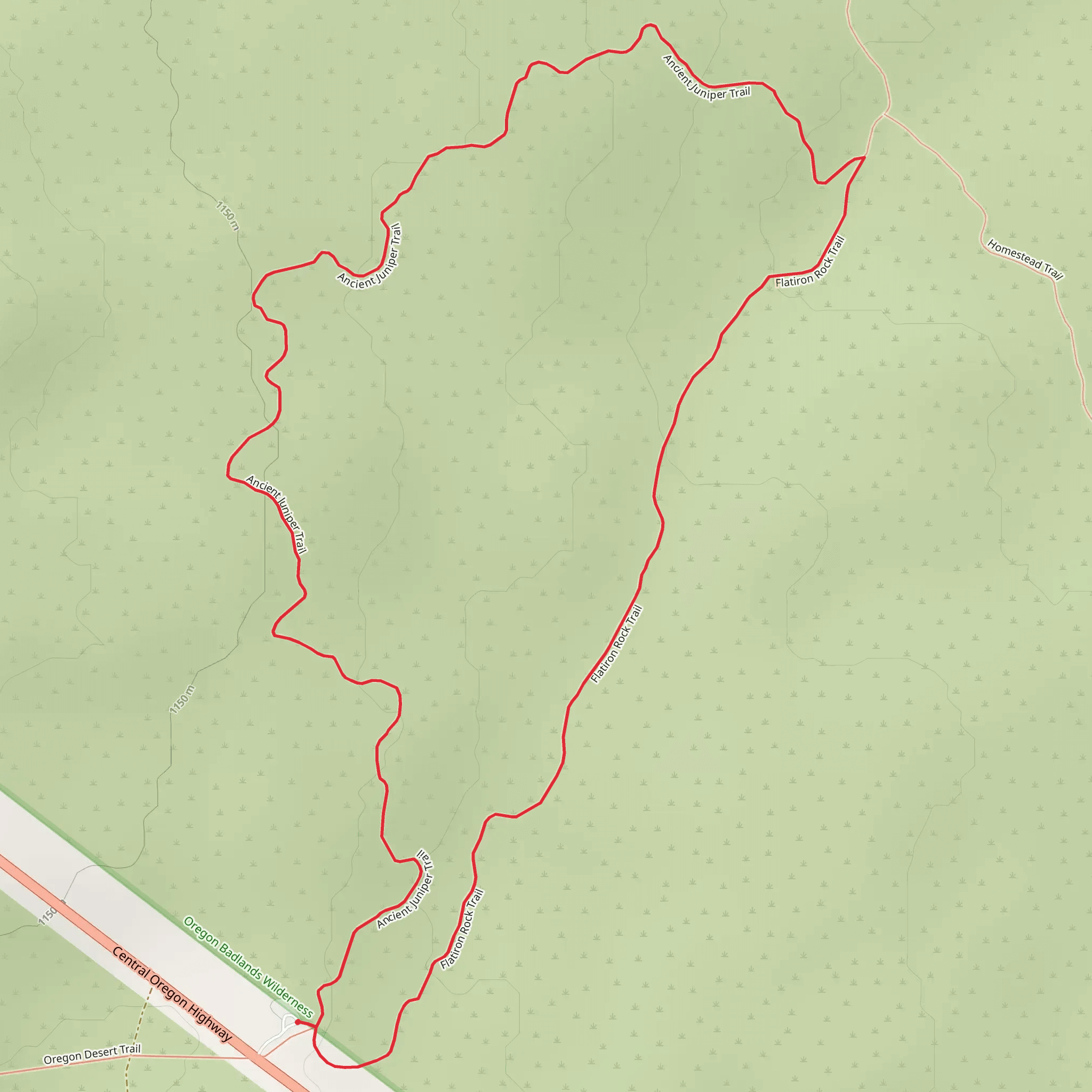 Ancient Juniper and Flatiron Rock Loop Trail mobile static map
