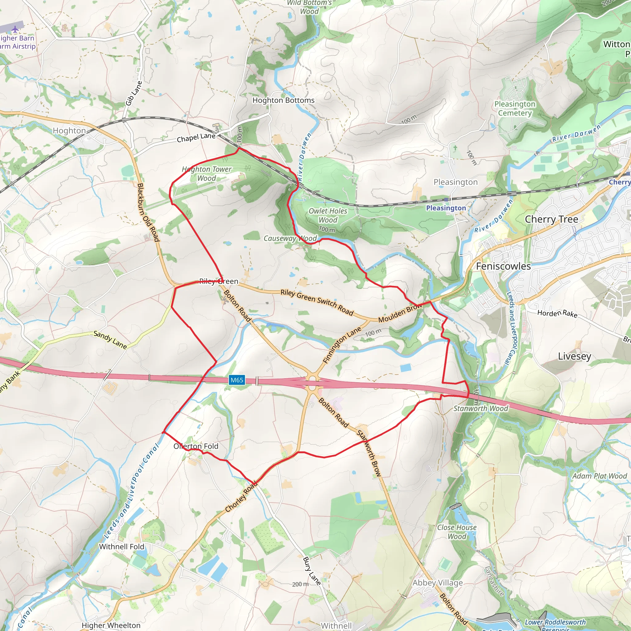 Ollerton Fold and Riley Green Loop mobile static map