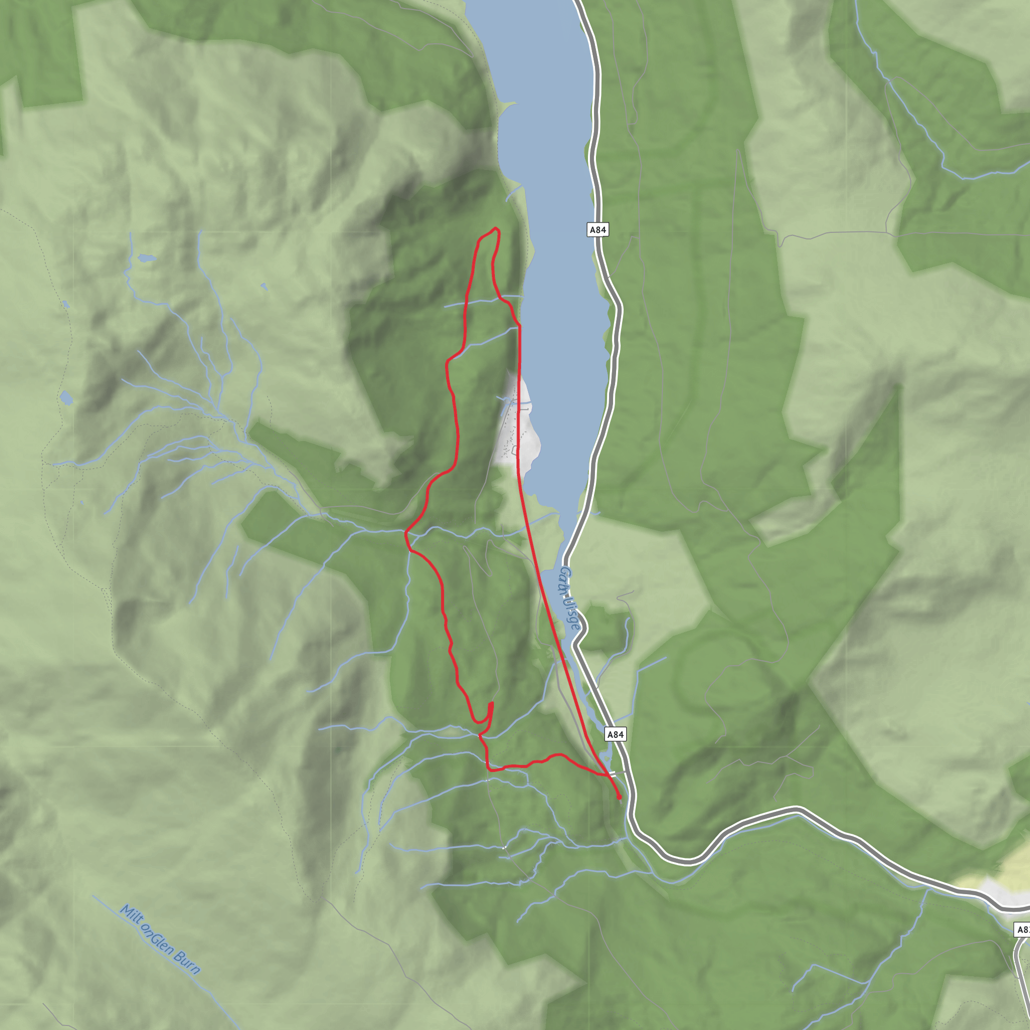 Meall Dubh, Tom Bheithe and Loch Lubnaig Loop mobile static map