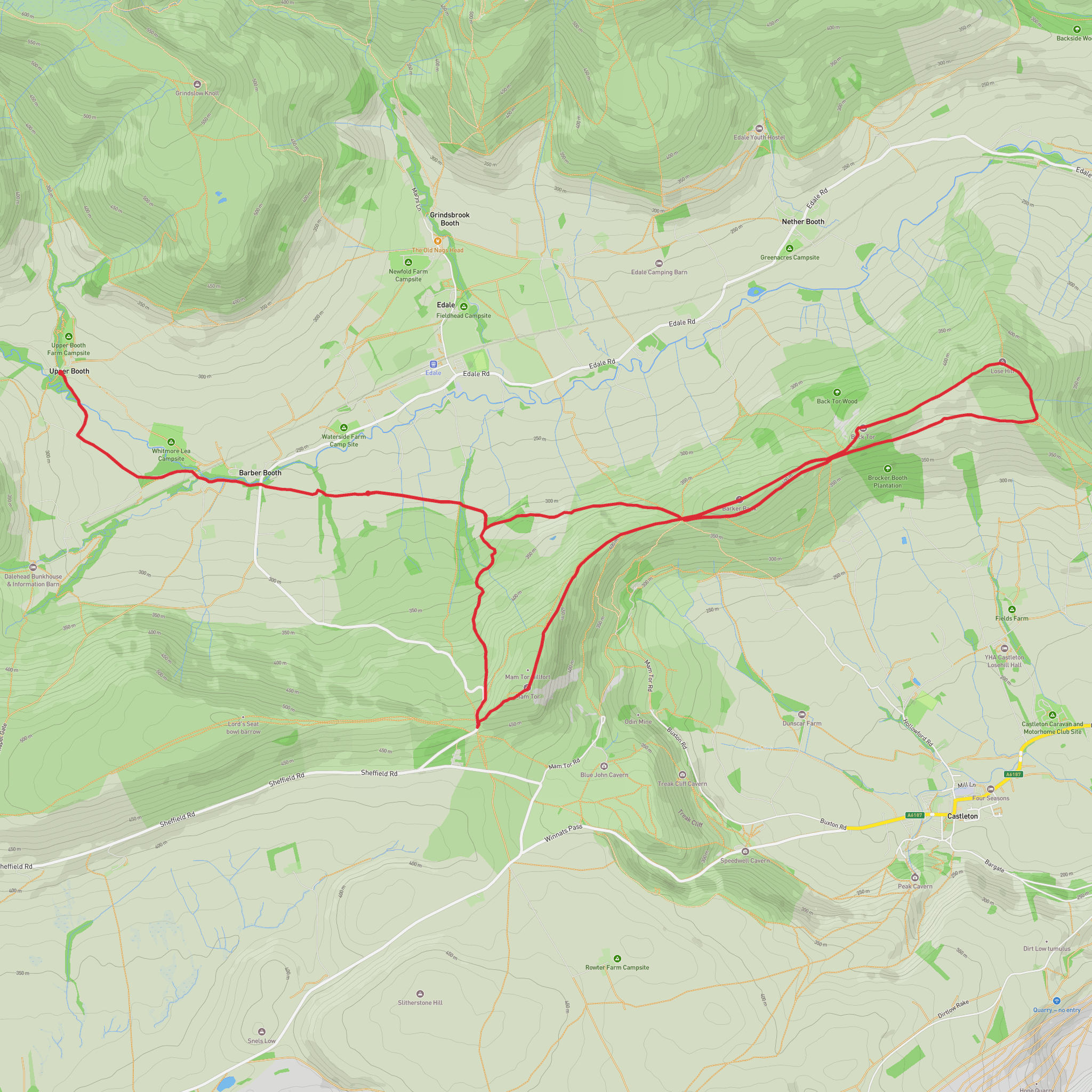 Mam Tor, Loose Hill and Hollins Cross Loop mobile static map