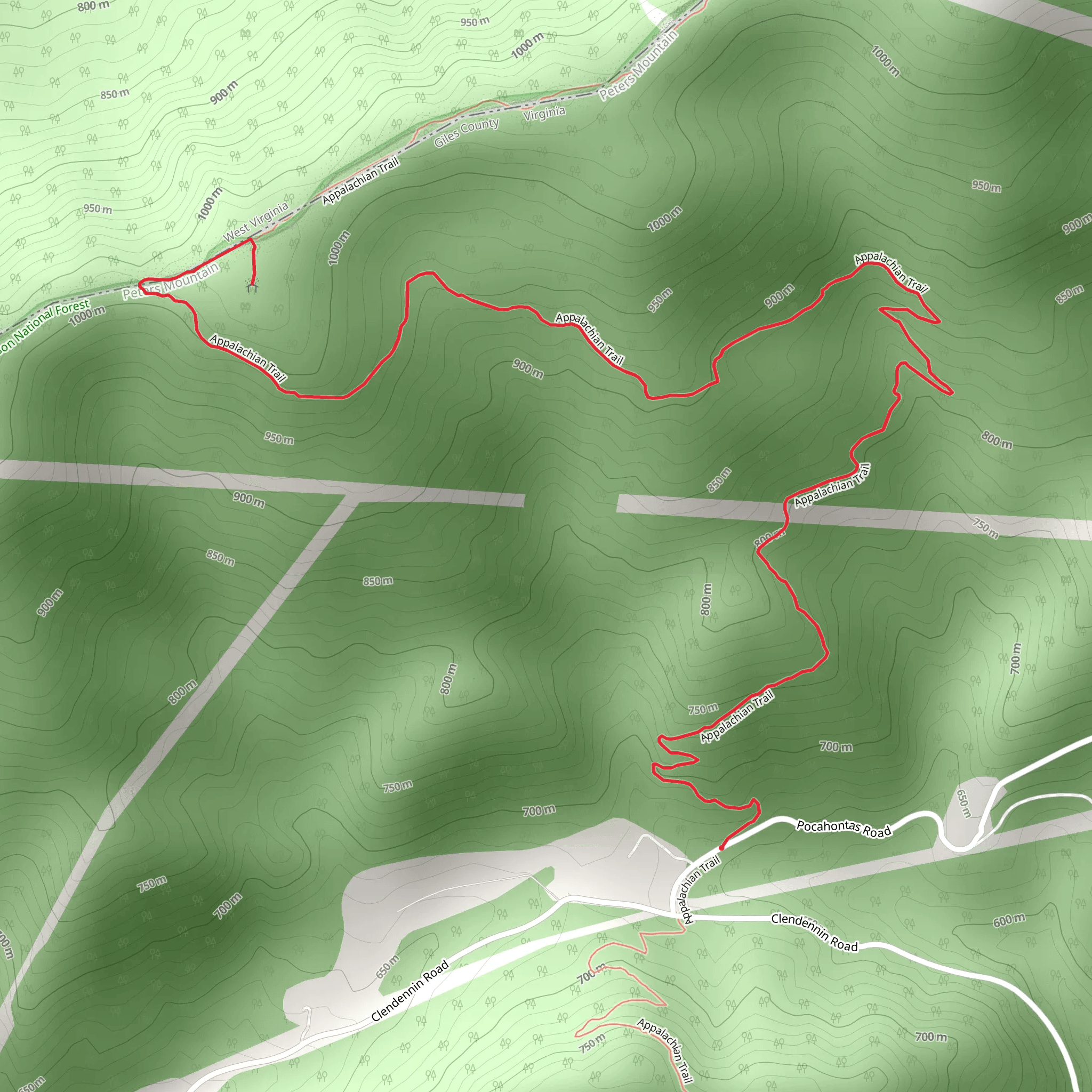 Appalachian Trail from Pocahontas Road mobile static map
