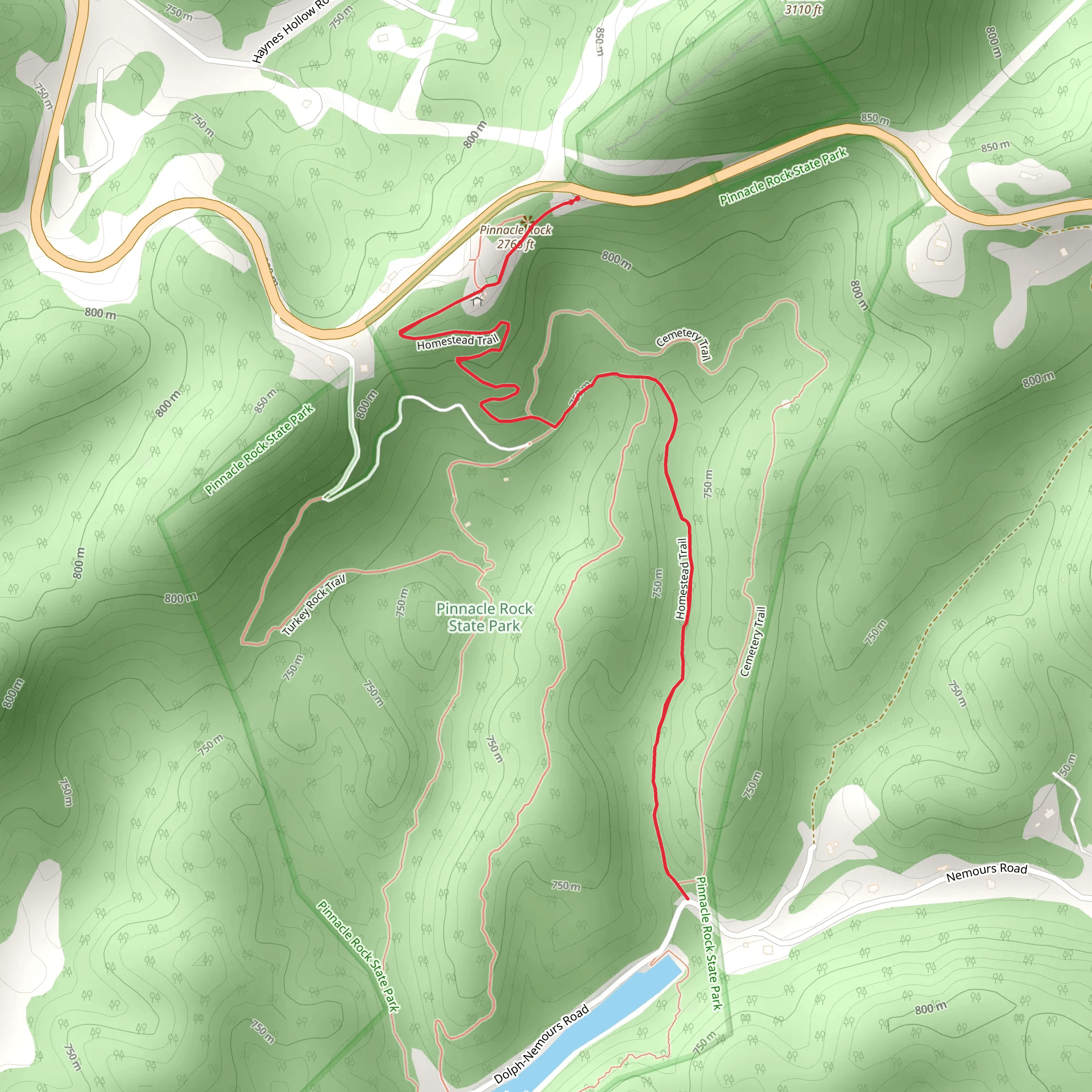 Pinnacle Rock and Homestead Trail mobile static map