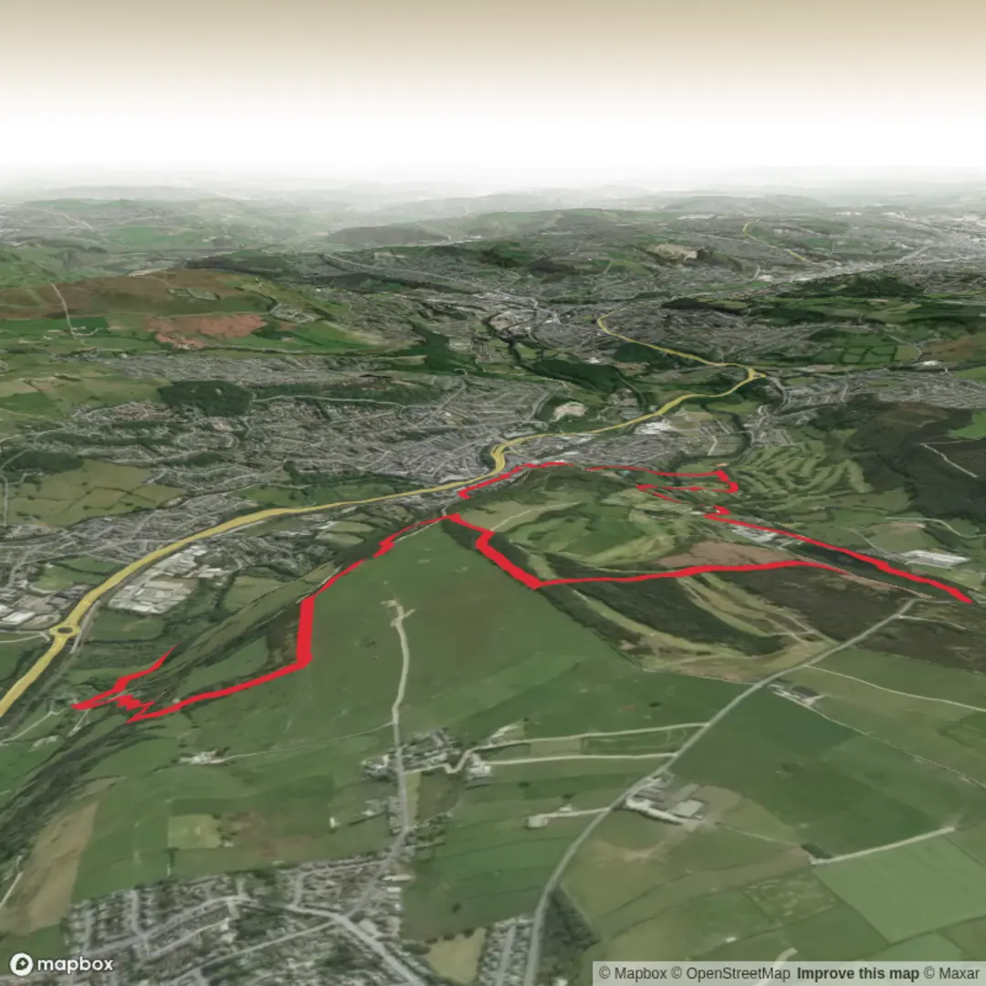 An image depicting the trail Bingley - Druids Altar - St Ives Circular and its surrounding area.