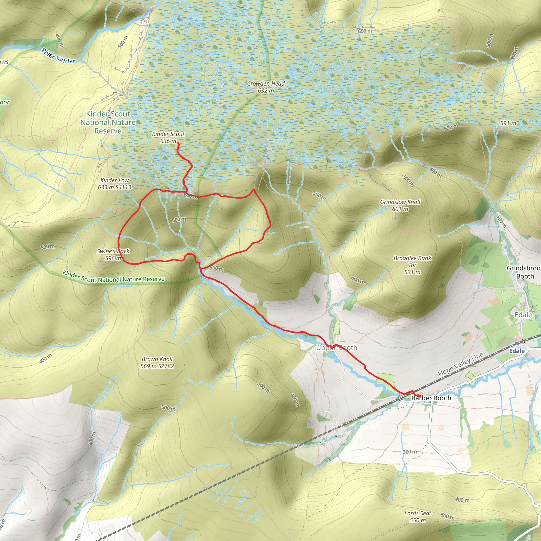 Jacob's Ladder to Kinder Scout mobile static map