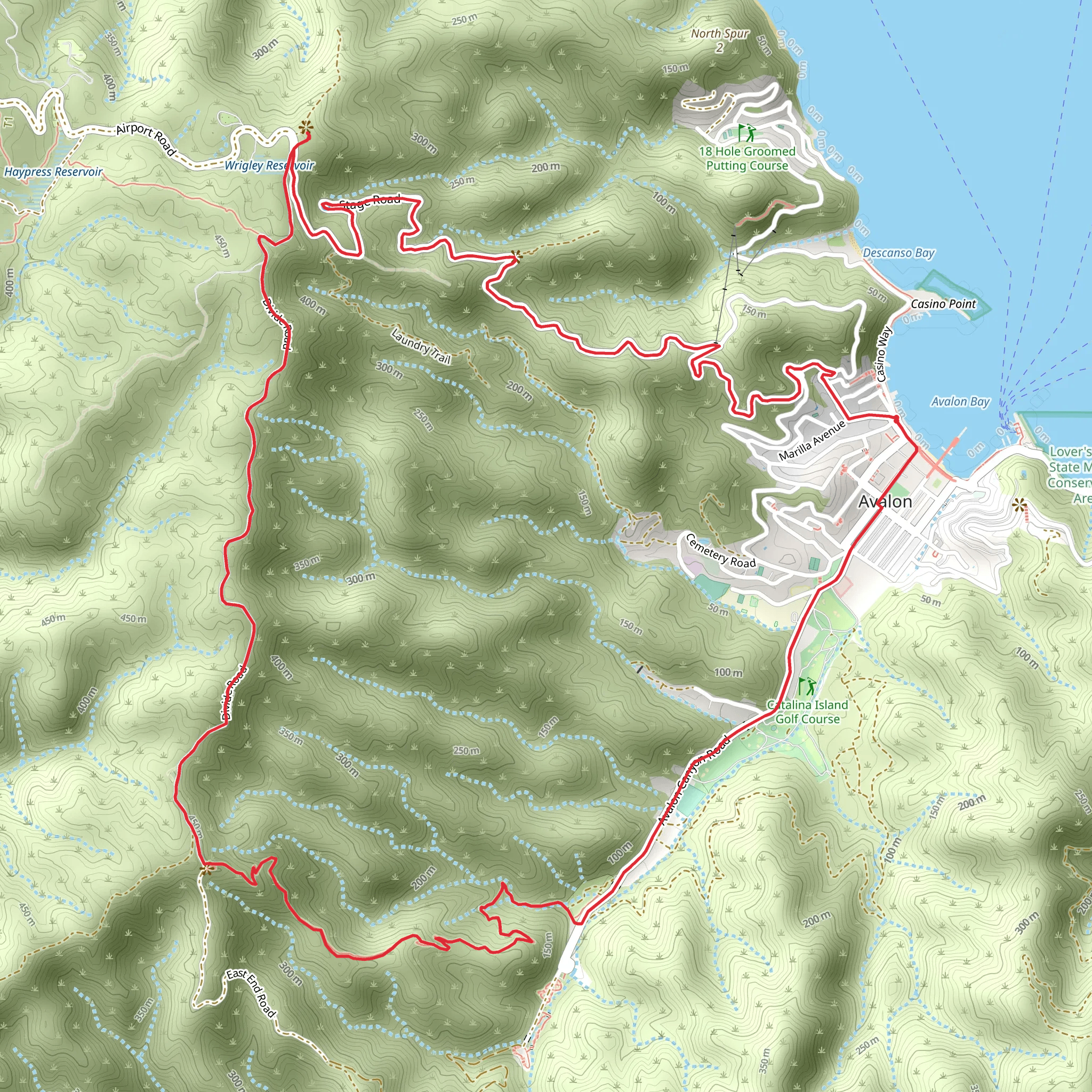 Trans Catalina Trail and Hermit Culch Trail Loop mobile static map