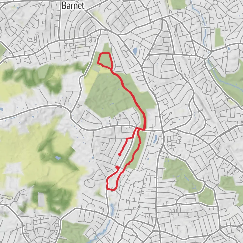 Hike from Totteridge mobile static map