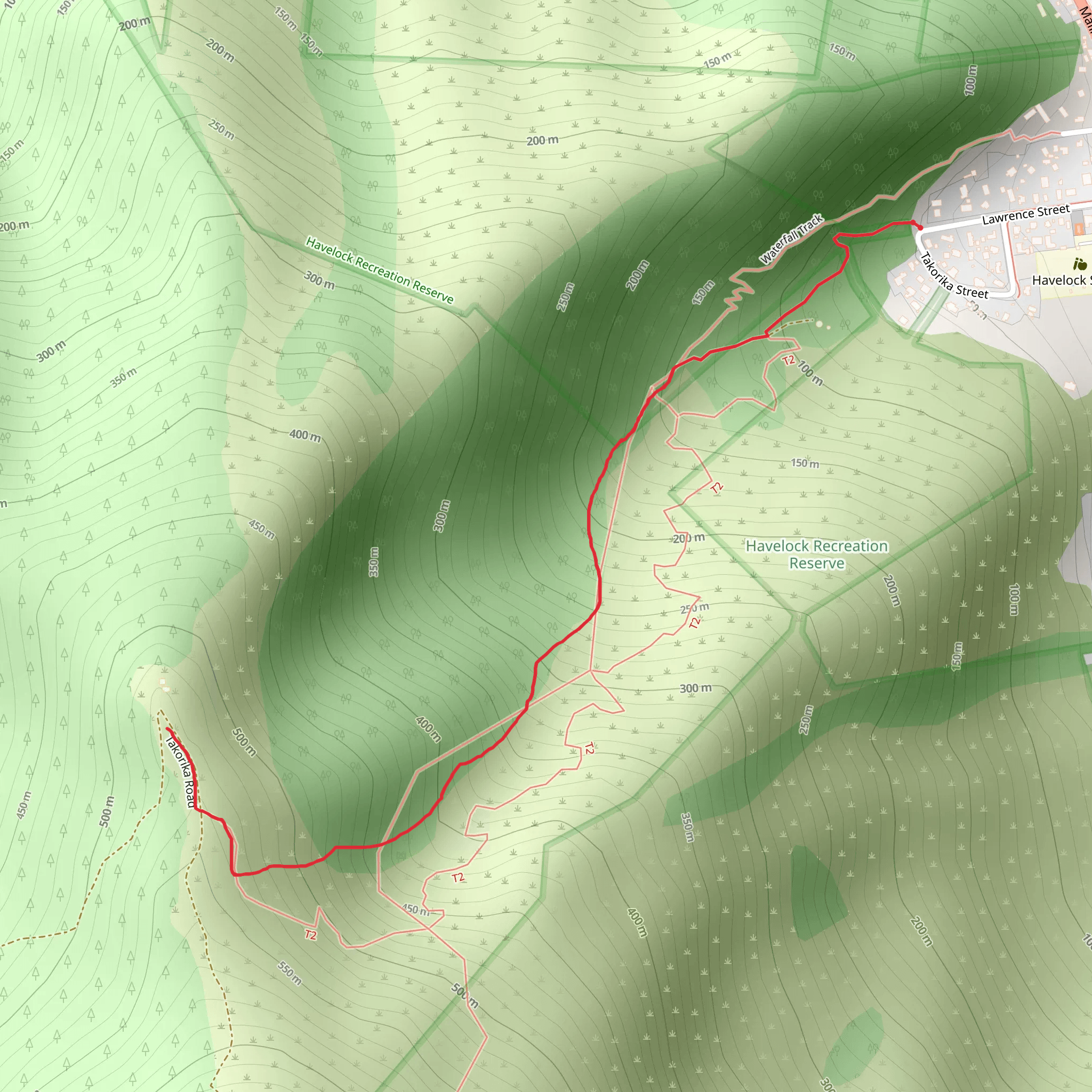 Mount Takorika Track via Waterfall mobile static map