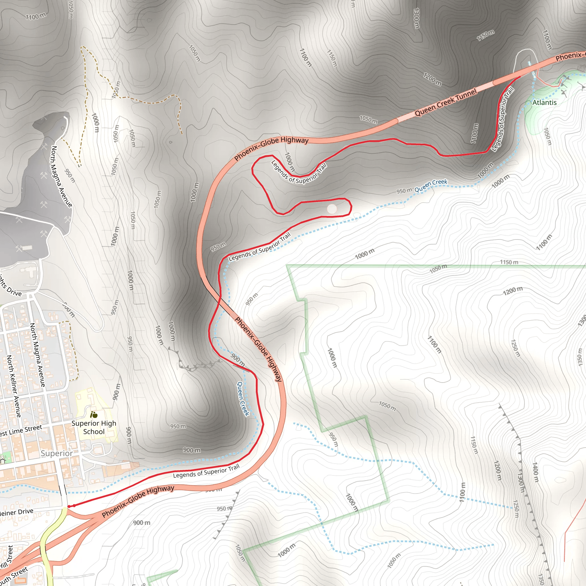 Queen Creek Out and Back mobile static map