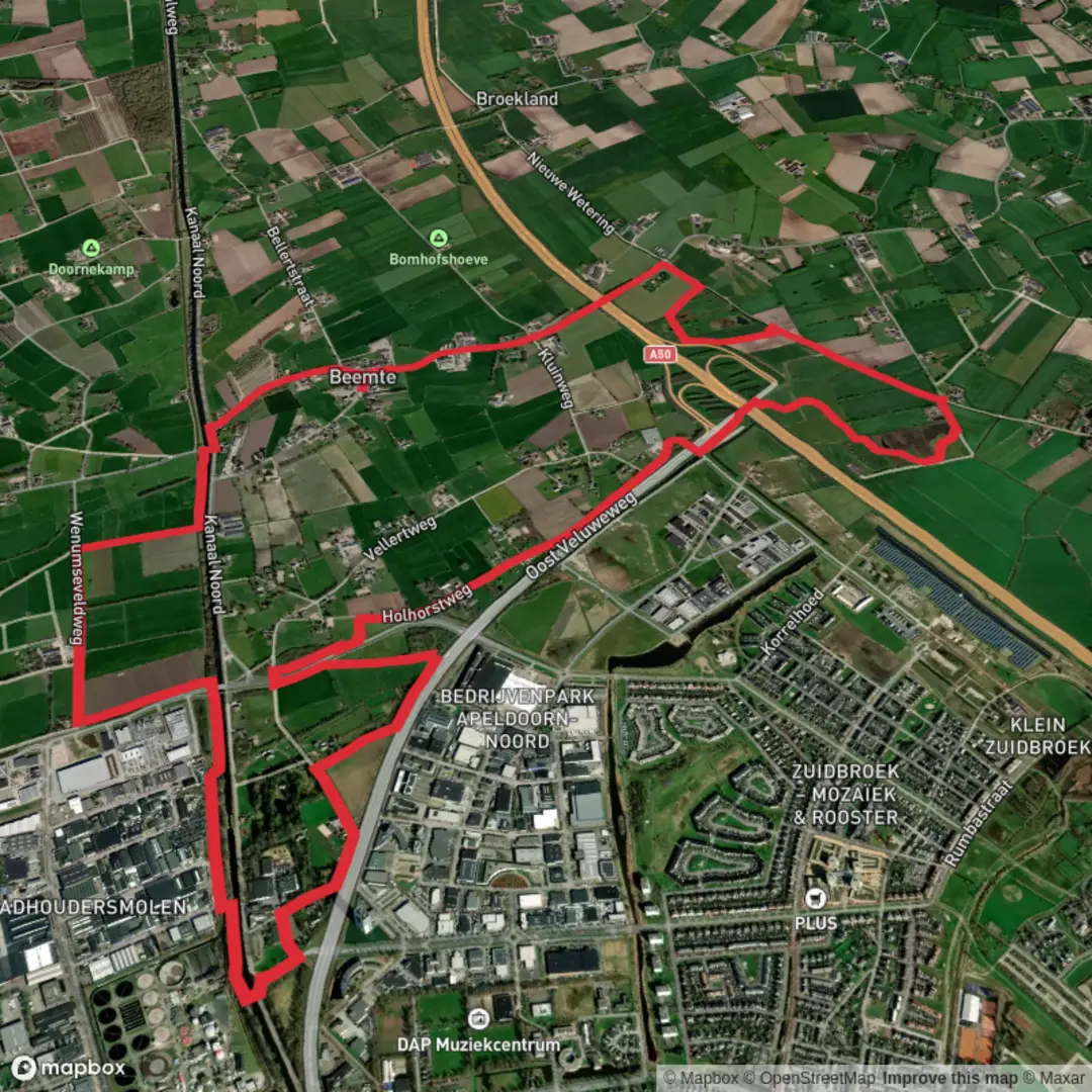 An image depicting the trail Holhorst Weg and Wenumseveld Weg and its surrounding area.