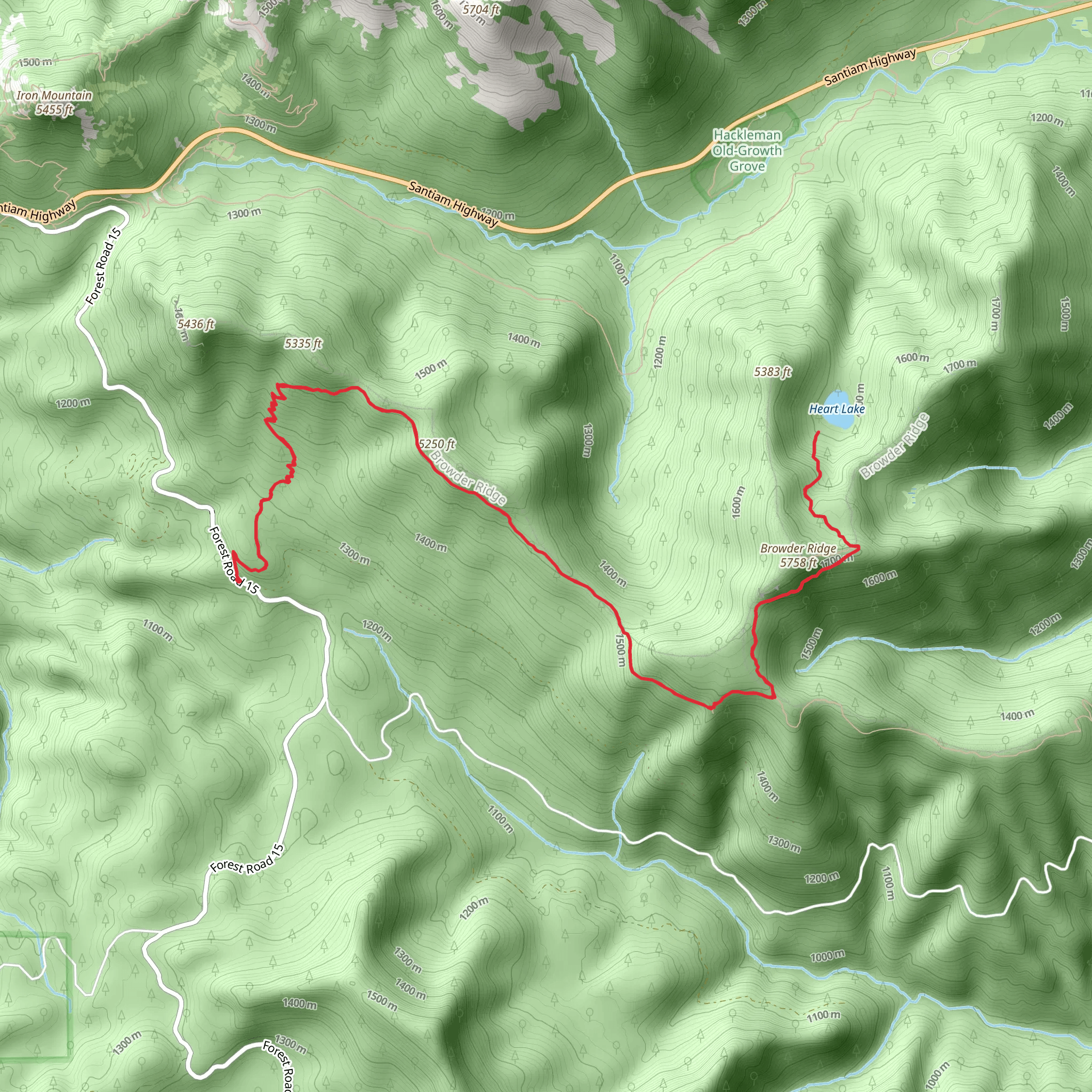 Browder Ridge Trail to Heart Lake mobile static map