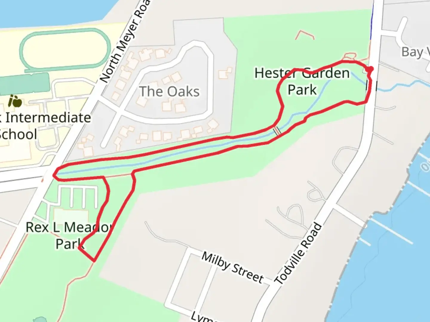 An image depicting the trail Hester Garden Park Loop and its surrounding area.