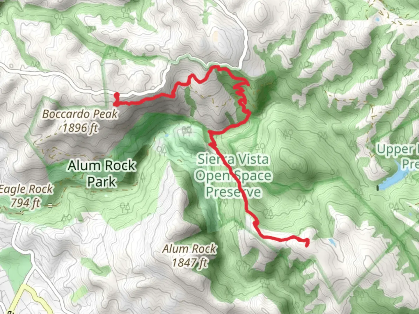 An image depicting the trail Lower Calaveras Fault via Sierra Vista Trail and its surrounding area.