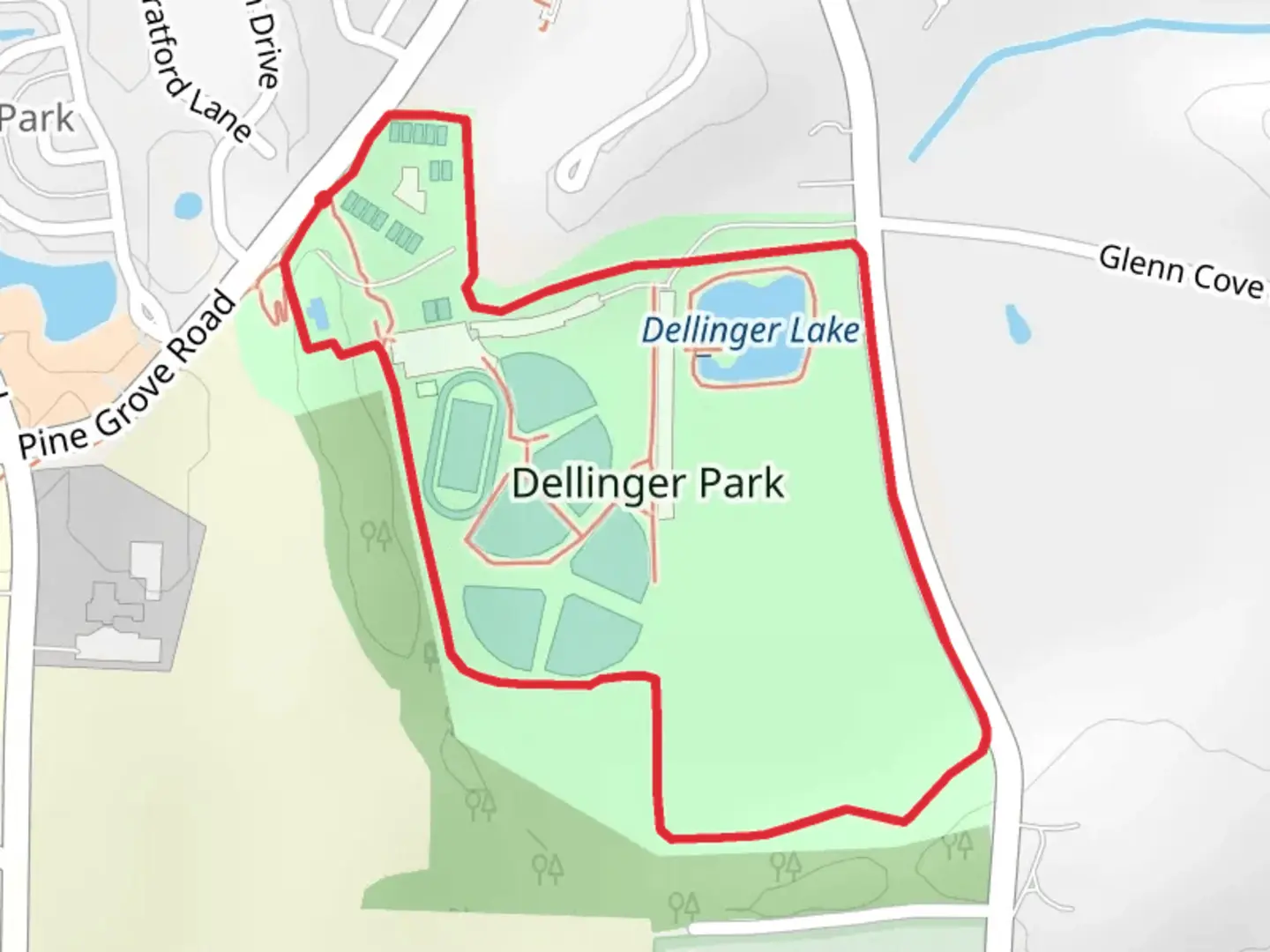 An image depicting the trail Dellinger Lake Loop and its surrounding area.