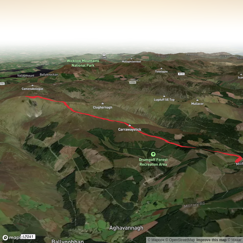 Drumgoff to Lugnaquilla over Carrawaystick, Corrigaslegguan & Kelly’s Lough
