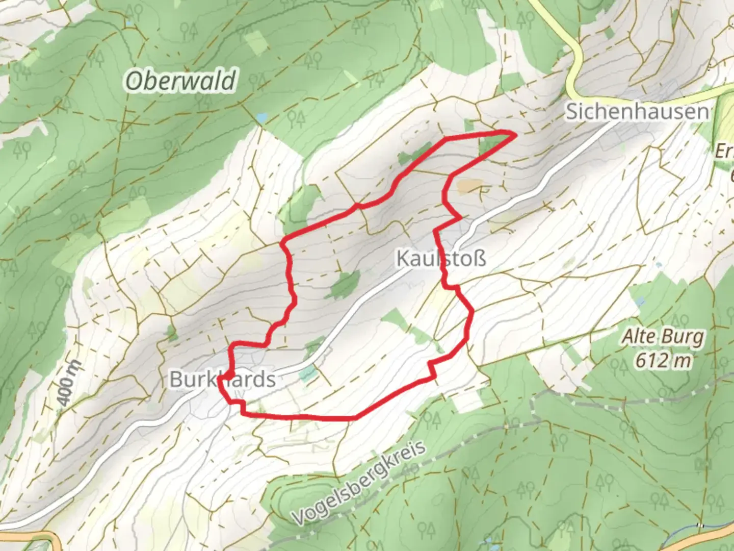 An image depicting the trail Koelzenhain Loop and its surrounding area.