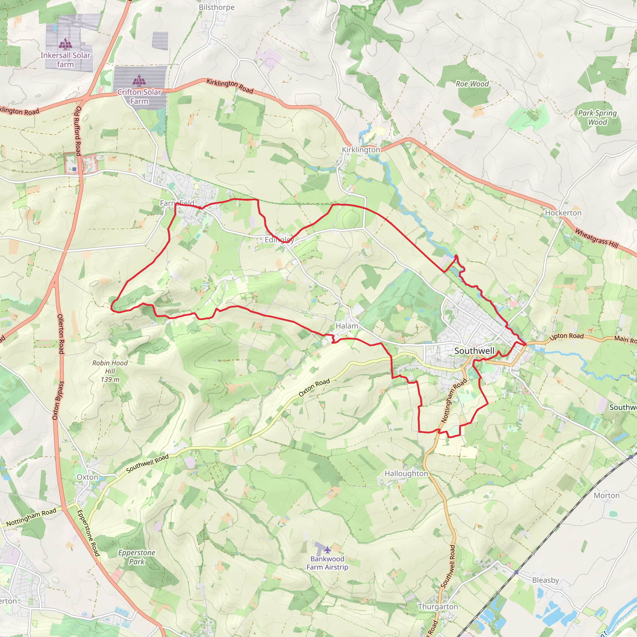 Farnsfield, Halam and Southwell Loop mobile static map