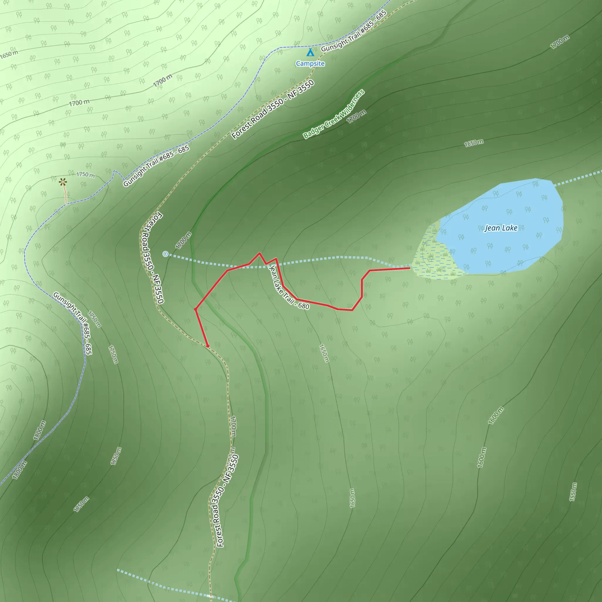 Jean Lake Trail mobile static map