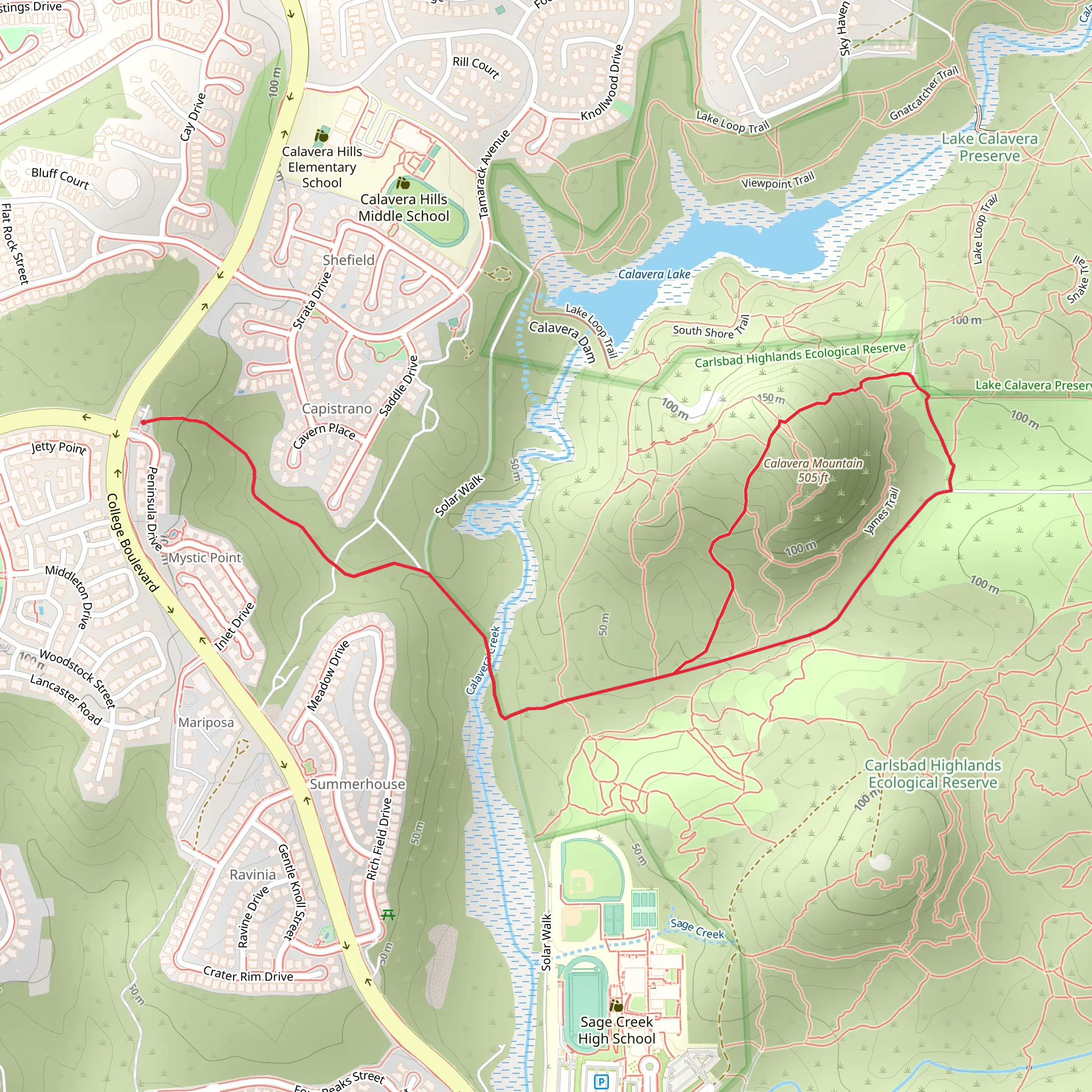 Loop around Calavera Mountain mobile static map