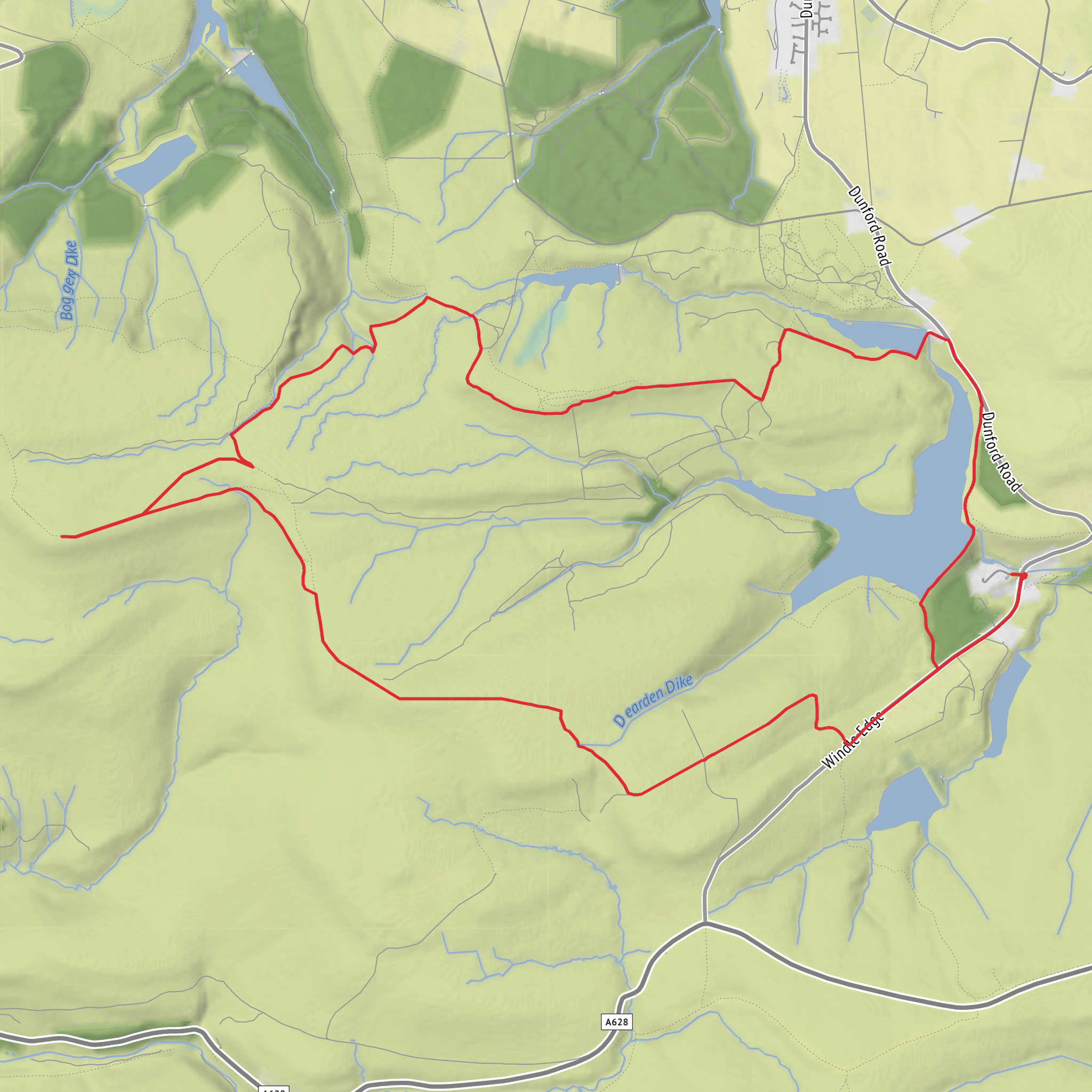 Winscar Reservoir, Britland Edge Hill and Dead Edge End Loop mobile static map