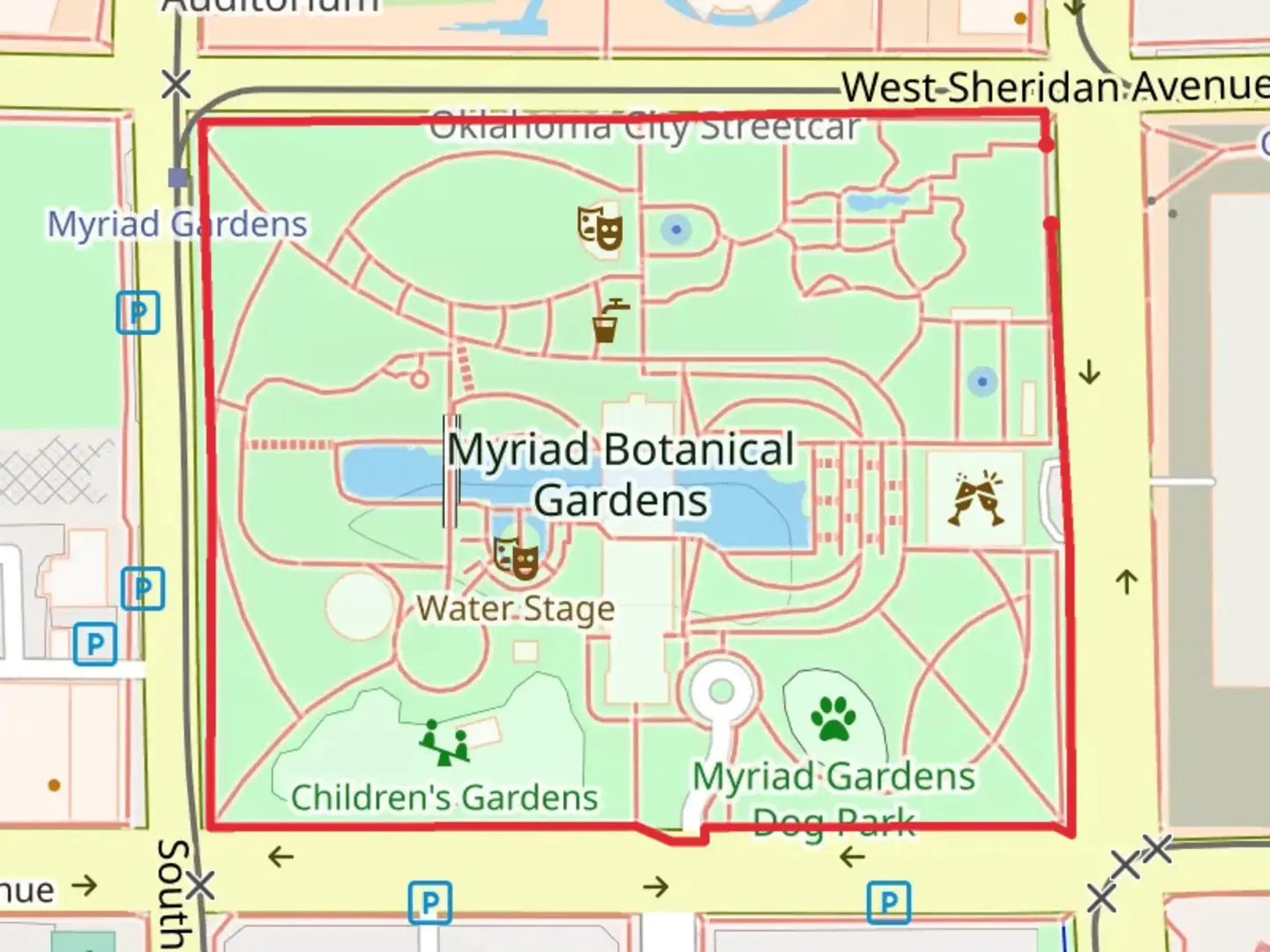 An image depicting the trail Myriad Botanical Gardens Loop and its surrounding area.