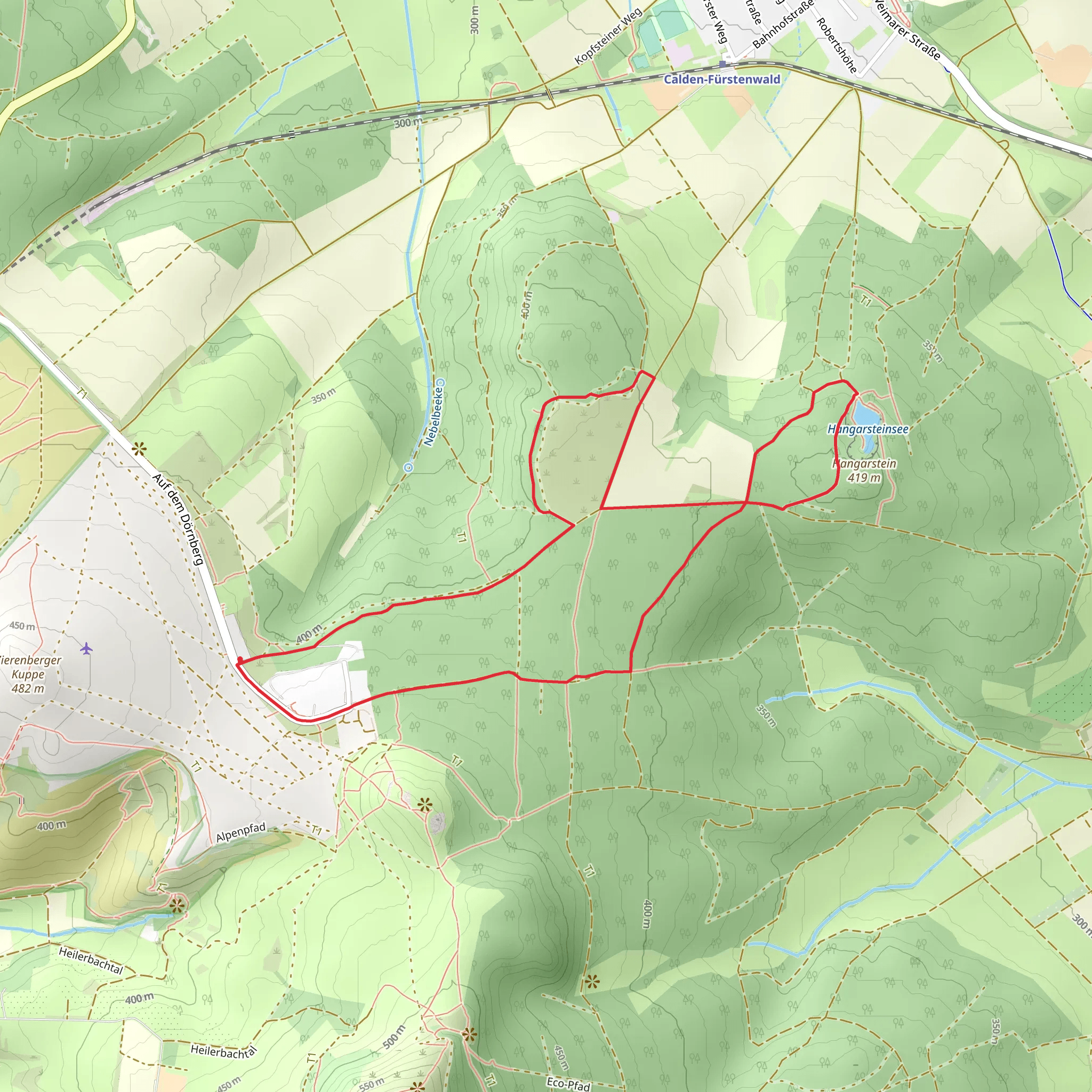 Hangarstein and Hangarsteinsee Loop via Naturparkzentrum, Naturparkweg 7 mobile static map