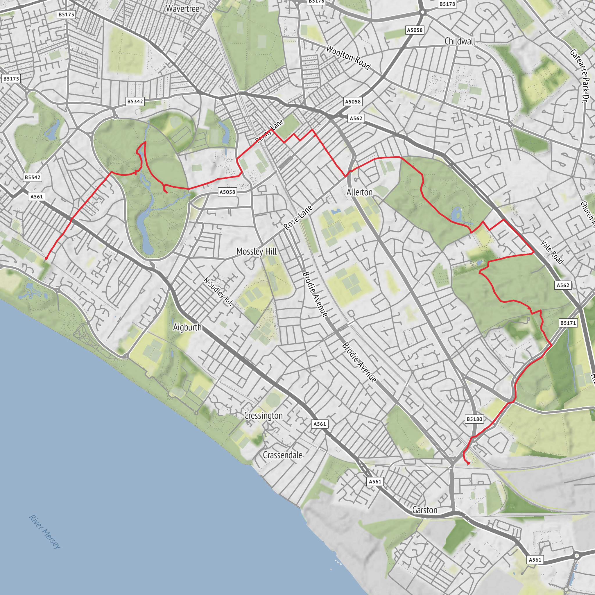 Strawberry Fields, Sefton Park & Lark Lane mobile static map