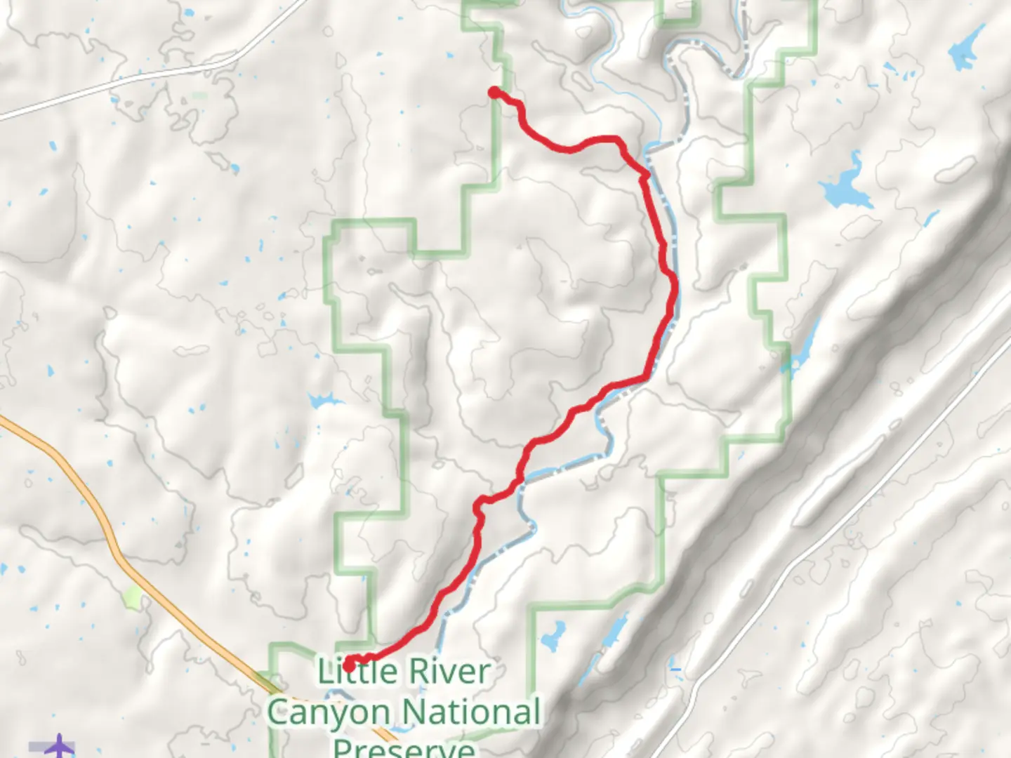 An image depicting the trail Hurricane Creek and Little River Walk and its surrounding area.