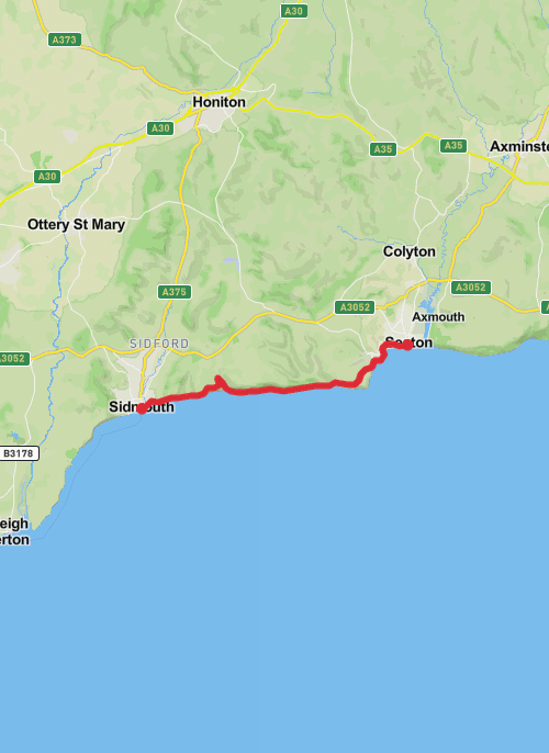 Hike on Sidmouth to Seaton Walk mobile static map