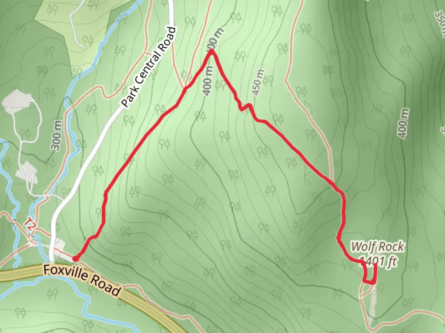 An image depicting the trail Wolf Rock via Visitor Center-Wolf Rock Trail and its surrounding area.