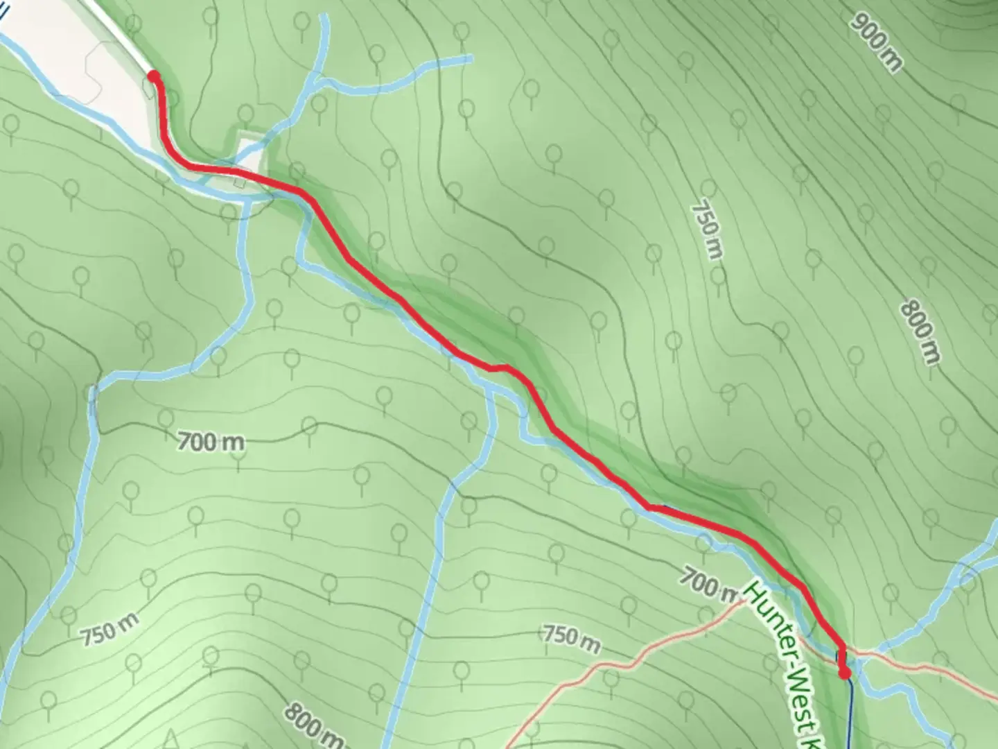 An image depicting the trail Diamond Notch Falls Trail and its surrounding area.