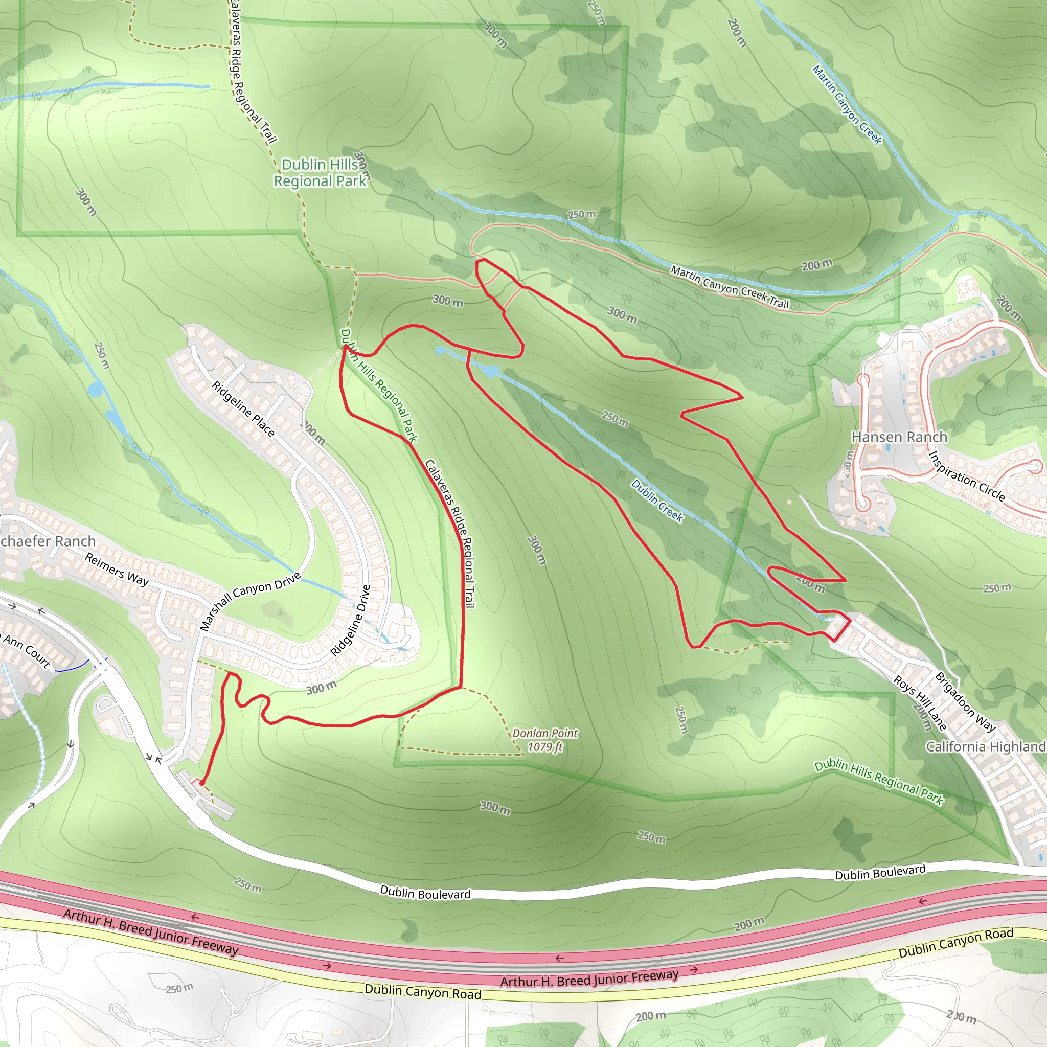 Dublin Creek Loop via Calaveras Ridge Regional Trail mobile static map