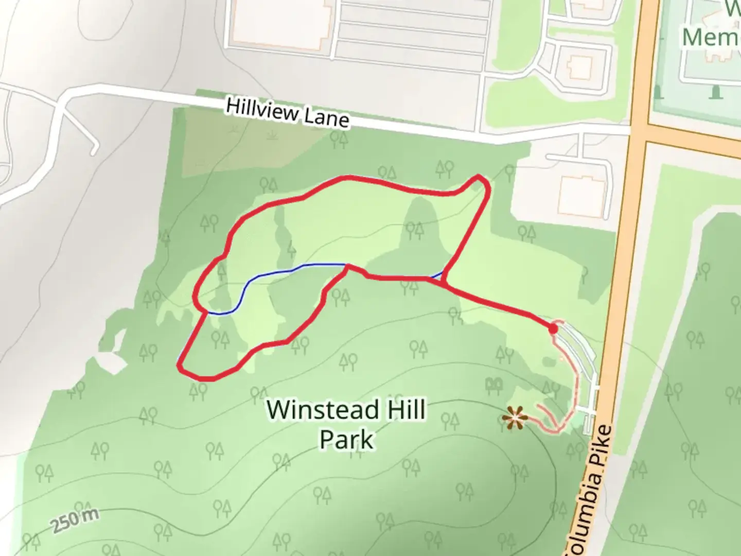 An image depicting the trail Winstead Hill Park Loop and its surrounding area.