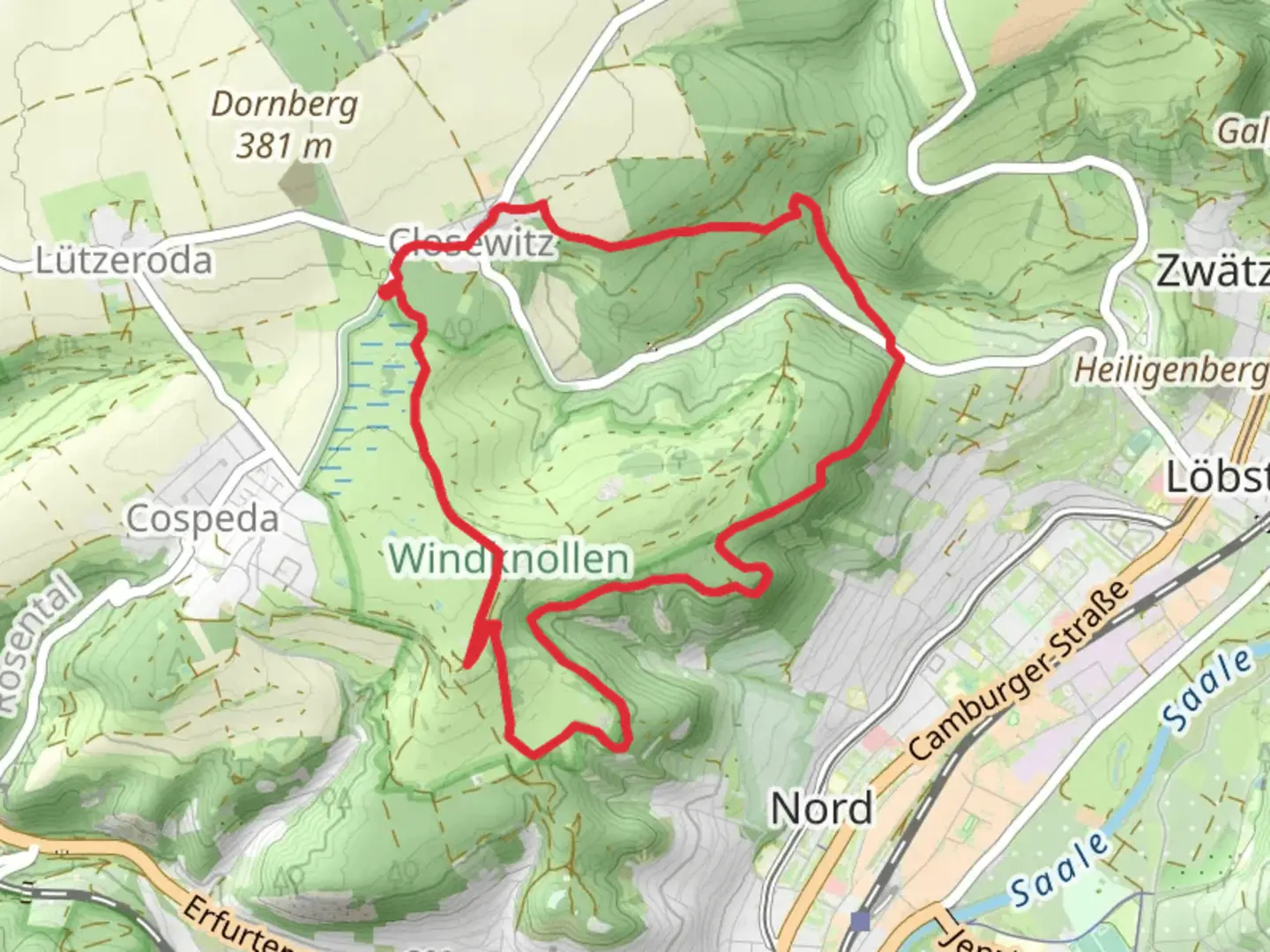 An image depicting the trail Napoleon Pfad and 100 kilometer Horizontal and its surrounding area.