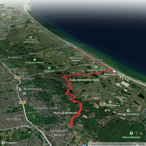 Santpoort Noord to Zandvoort aan zee via Brederodeberg and Vogelmeer