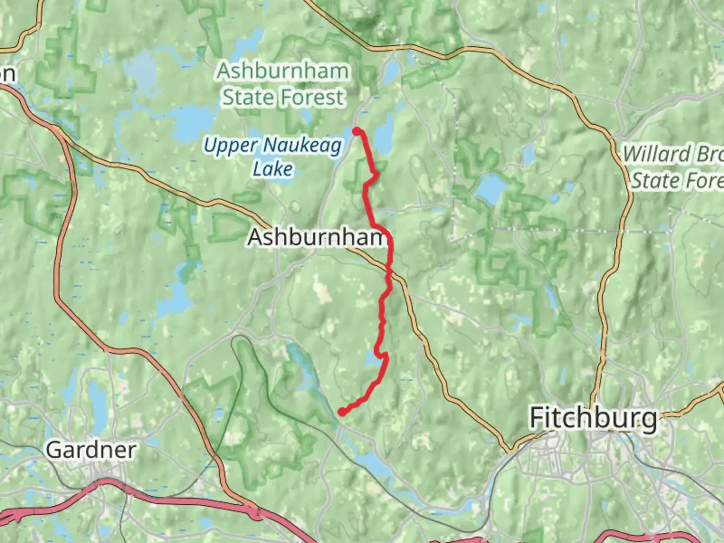 An image depicting the trail Muddy Pond and Wester State Forest via Midstate Trail and its surrounding area.