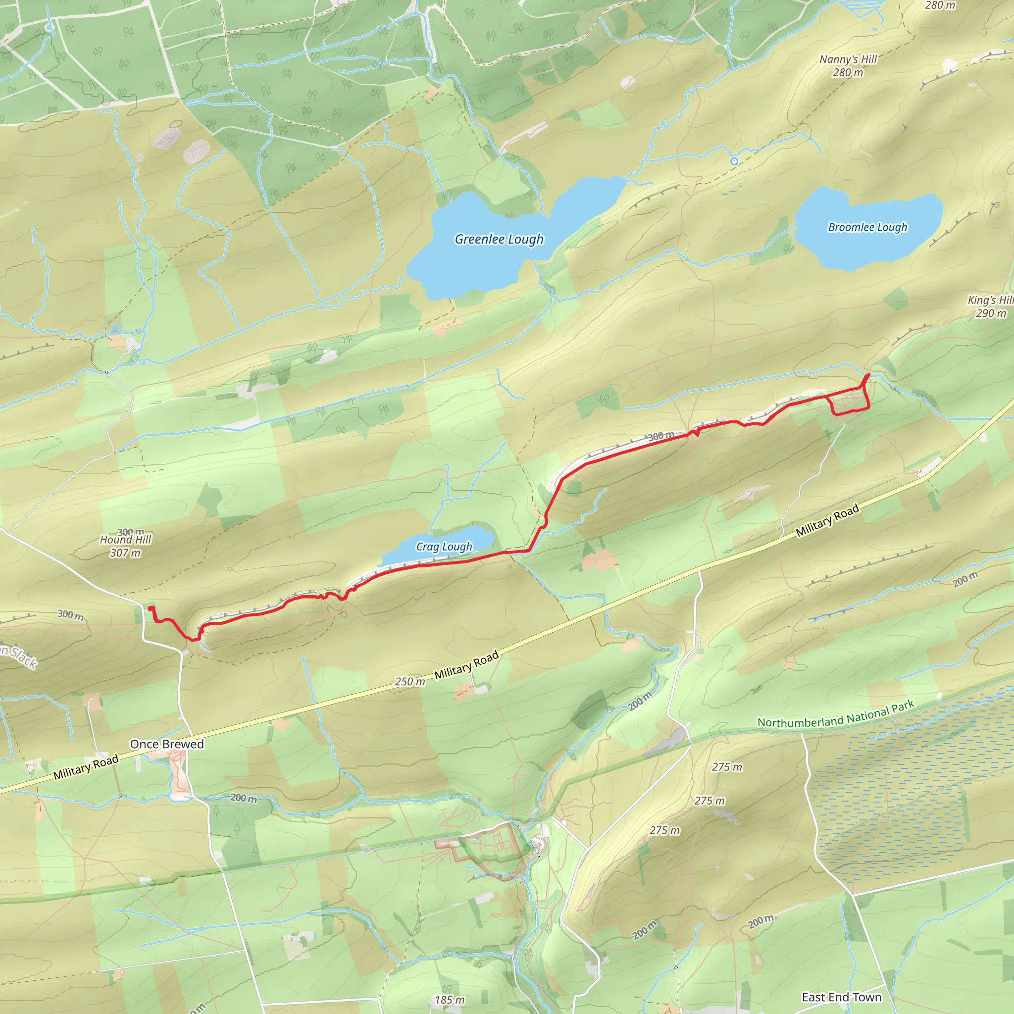 Vercovicium Loop via Crag Lough mobile static map